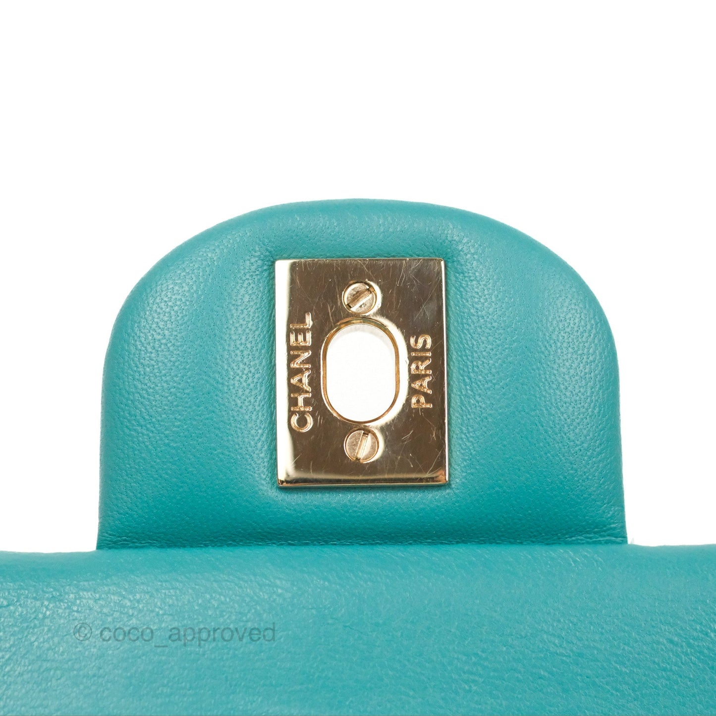 Chanel Small Classic Quilted Flap Turquoise Lambskin Gold Hardware