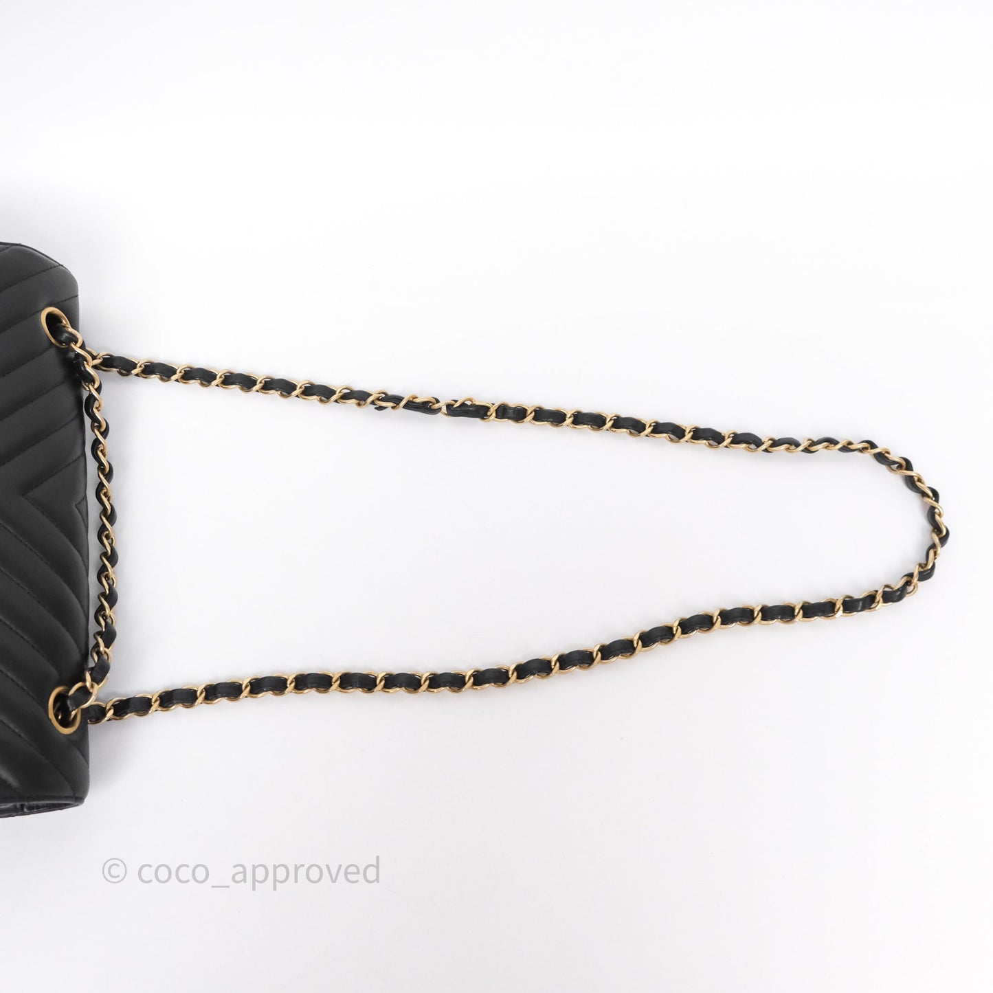 Chanel Classic Medium Flap Chevron Black Lambskin Aged Gold Hardware