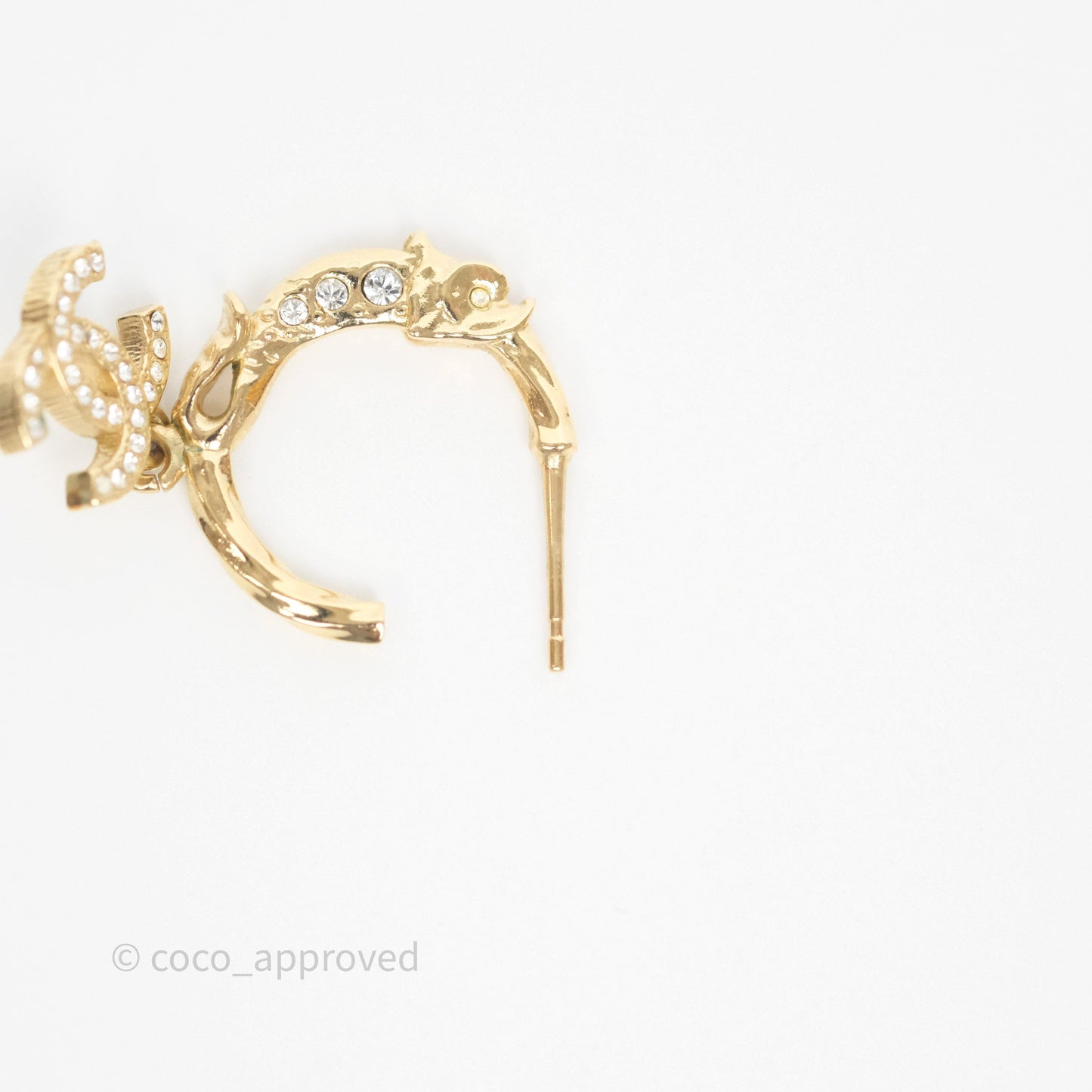 Chanel CC Crystal Hoop Earrings Gold Tone 23V