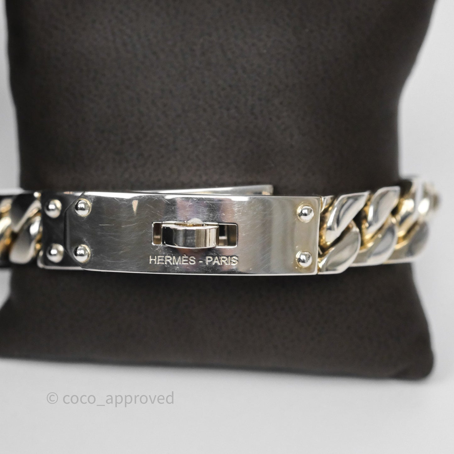 Hermes Kelly Gourmette GM Bracelet Silver Size ST