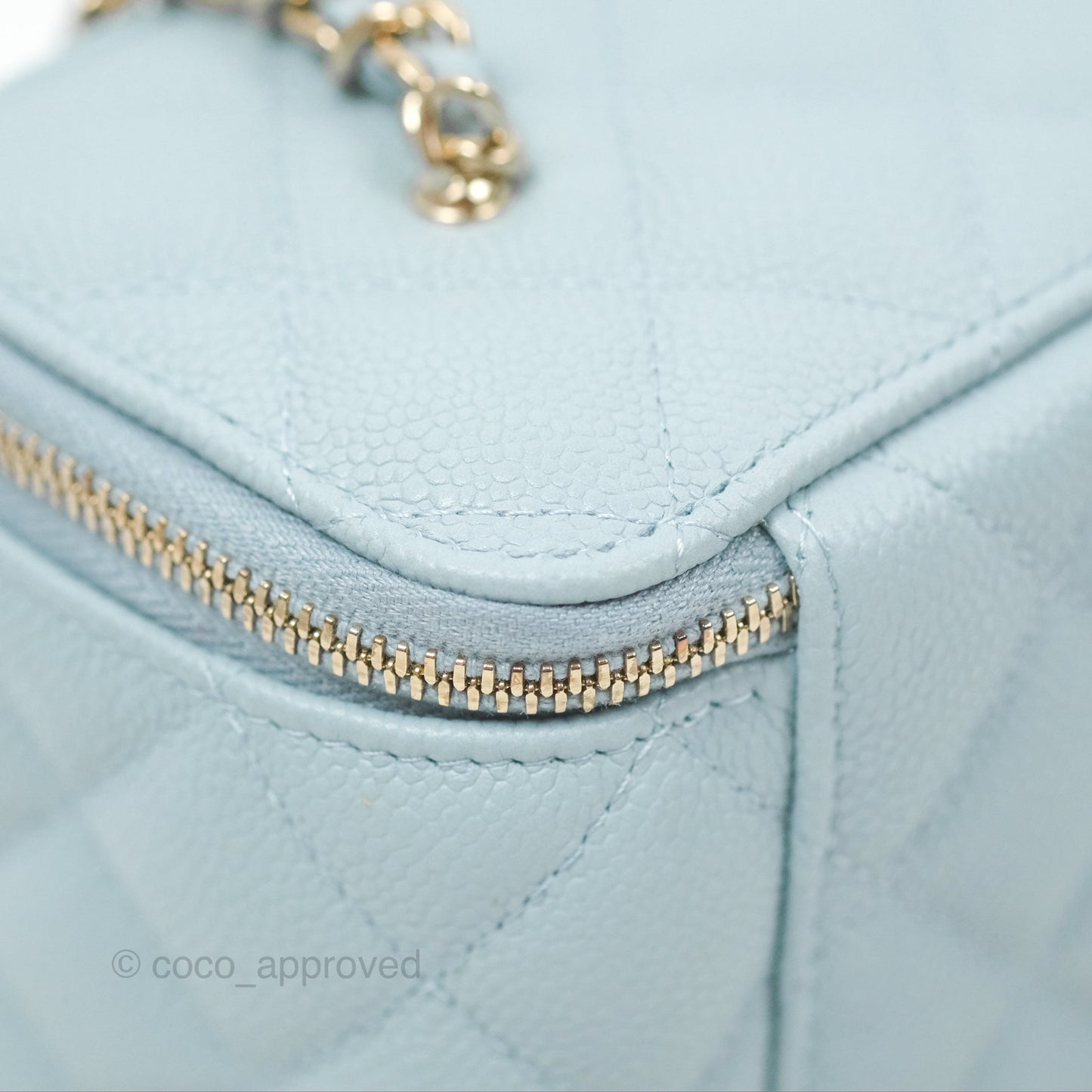 Chanel Vanity with CC Chain Light Blue Caviar Gold Hardware