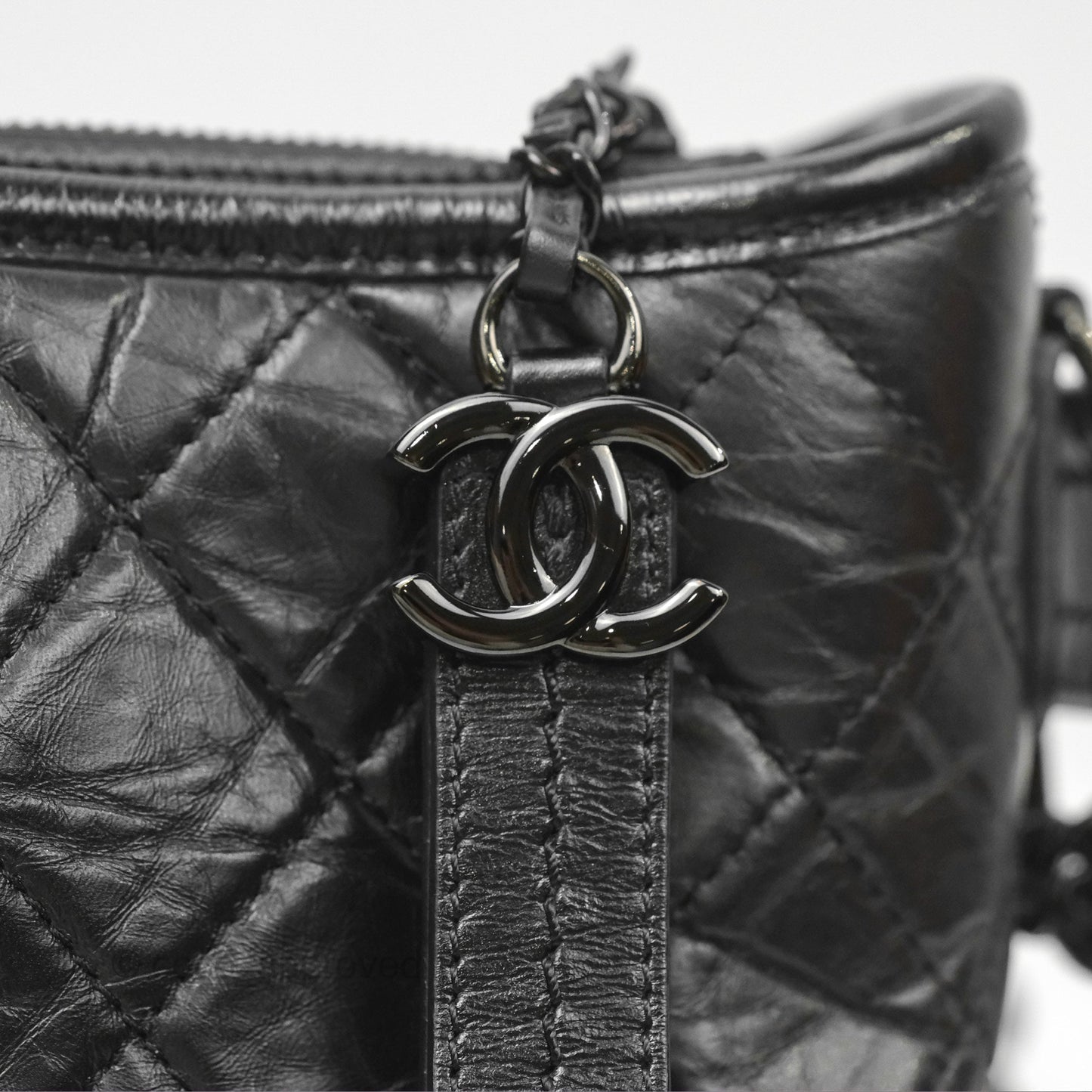 Chanel Small Gabrielle Hobo Quilted So Black Aged Calfskin