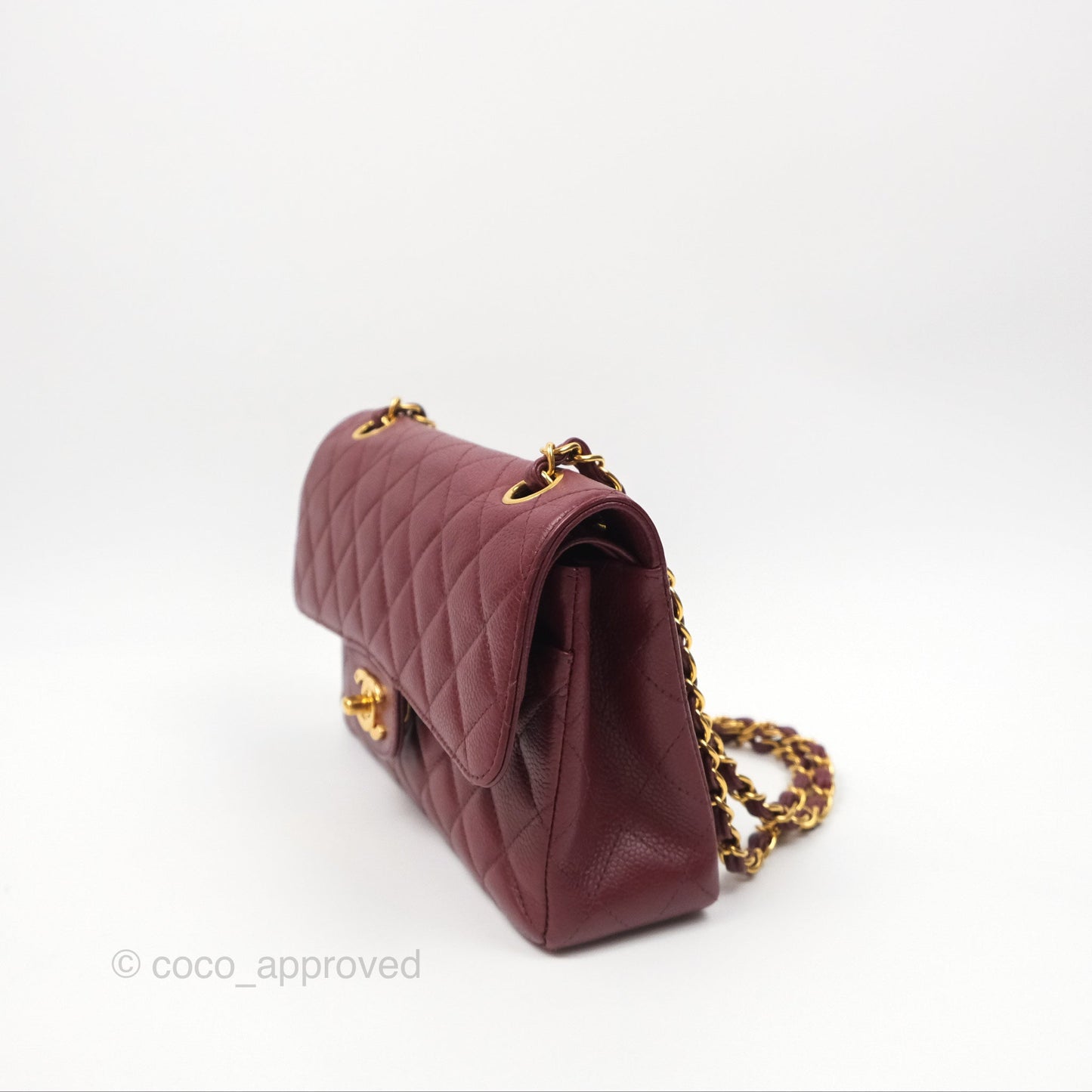 Chanel Vintage Classic Small S/M Flap Burgundy Caviar 24K Gold Hardware
