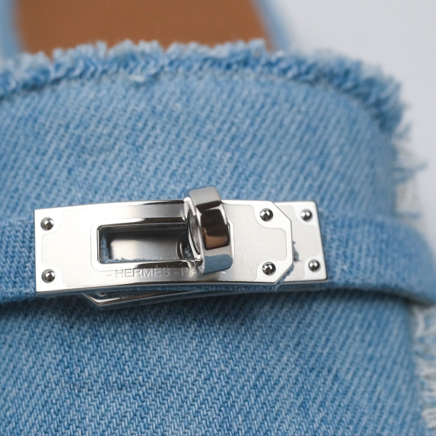 Hermès Oz Mule Denim Bleu Clair Palladium Hardware Size 37C