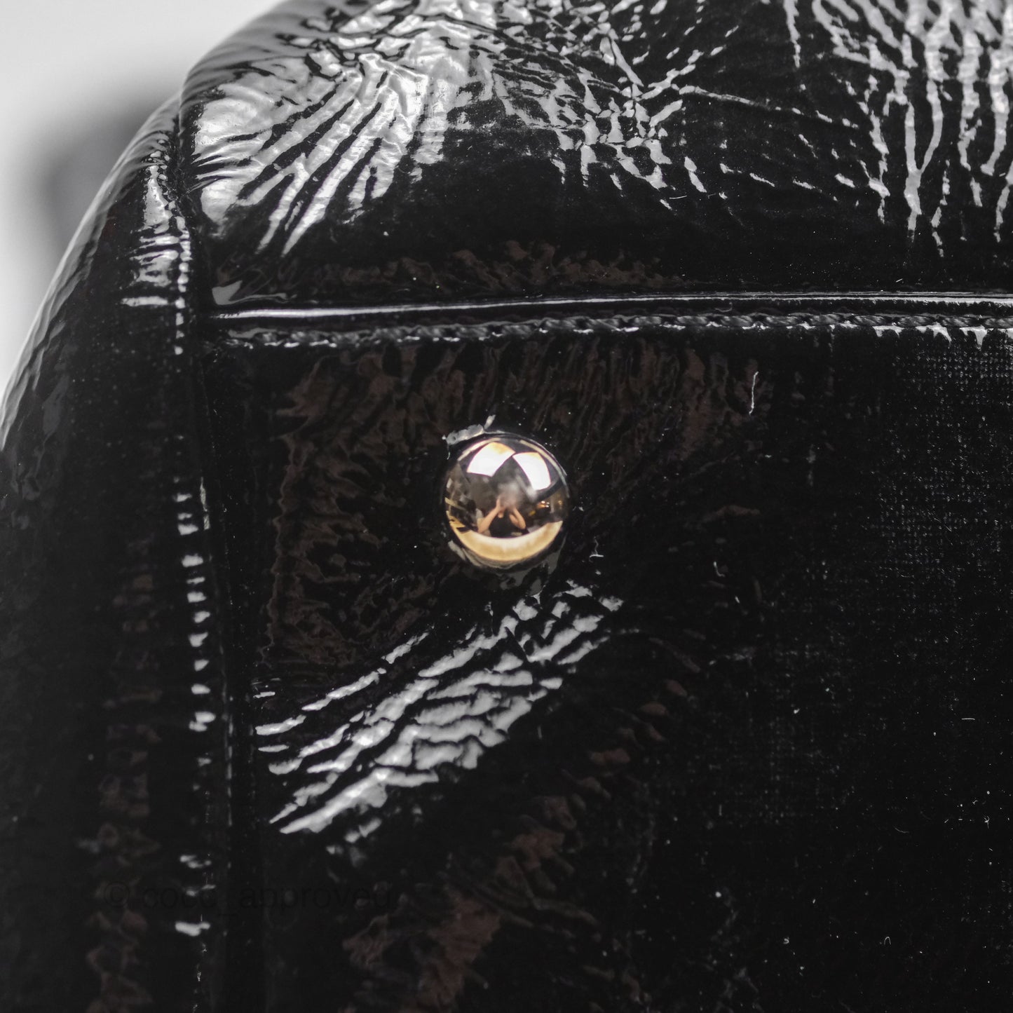 Chanel Bowling Tote Bag Black Glazed Calfskin Silver Hardware