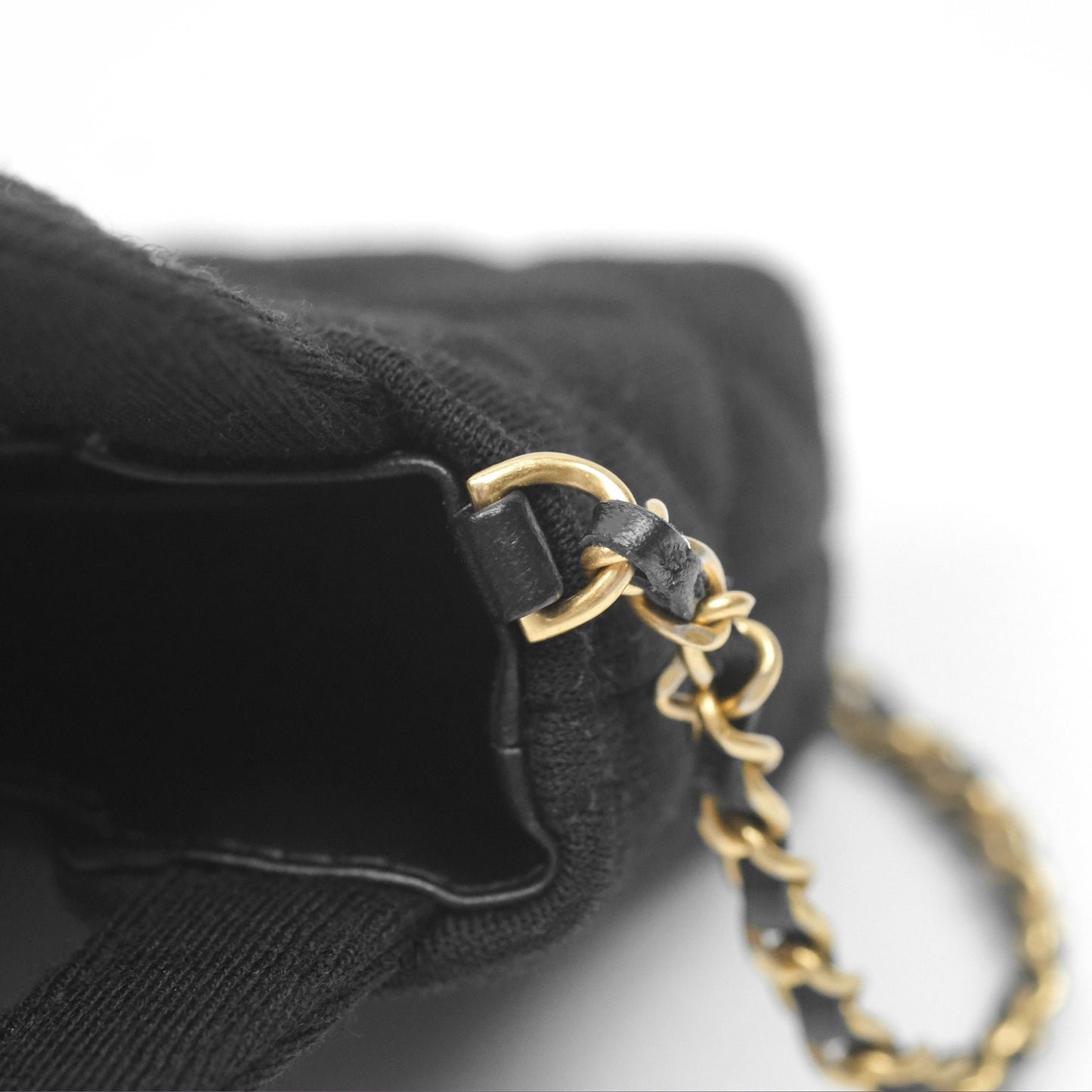 Chanel Mini Nano Kelly Bag Black Jersey Aged Gold Hardware 23K