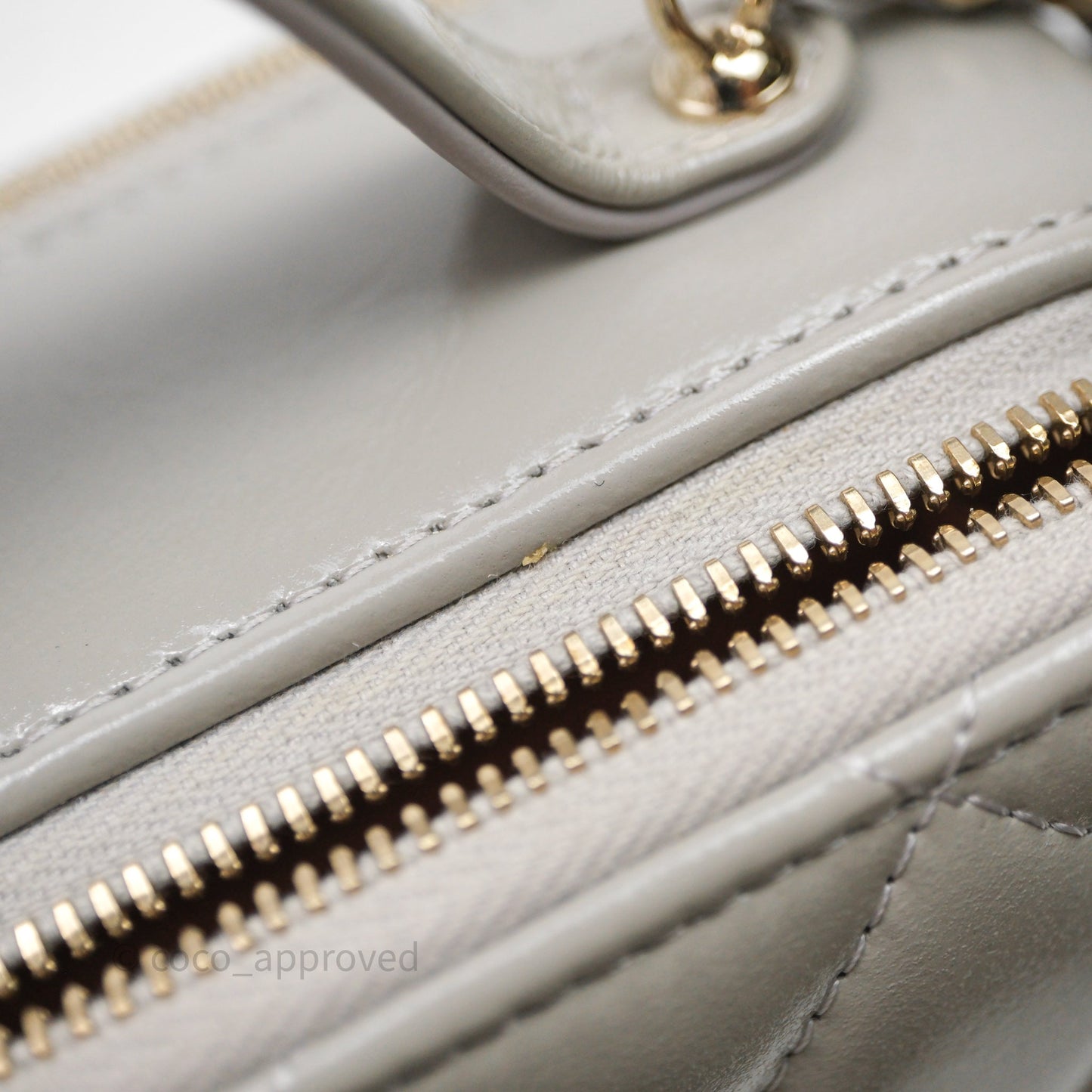 Chanel Mini Top Handle Camera Case Grey Shiny Calfskin Gold Hardware 22B