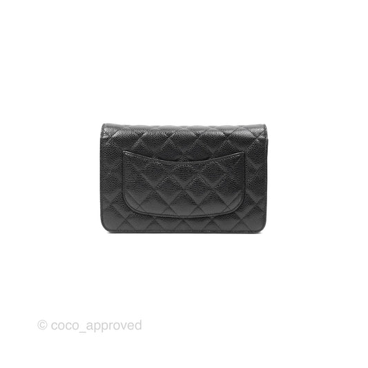 Chanel Classic Wallet on Chain WOC Quilted Black Caviar Gold Hardware