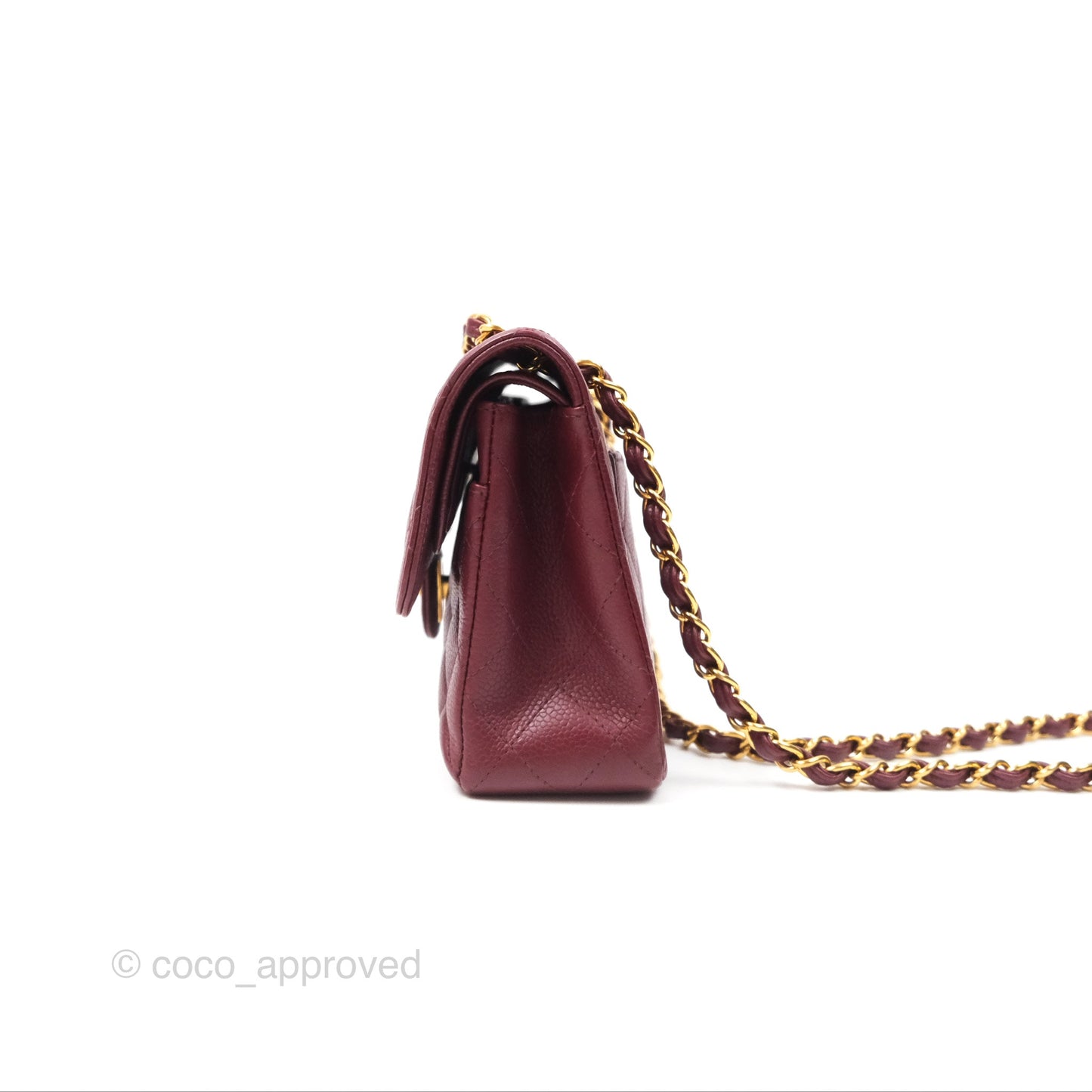Chanel Vintage Classic Small S/M Flap Burgundy Caviar 24K Gold Hardware
