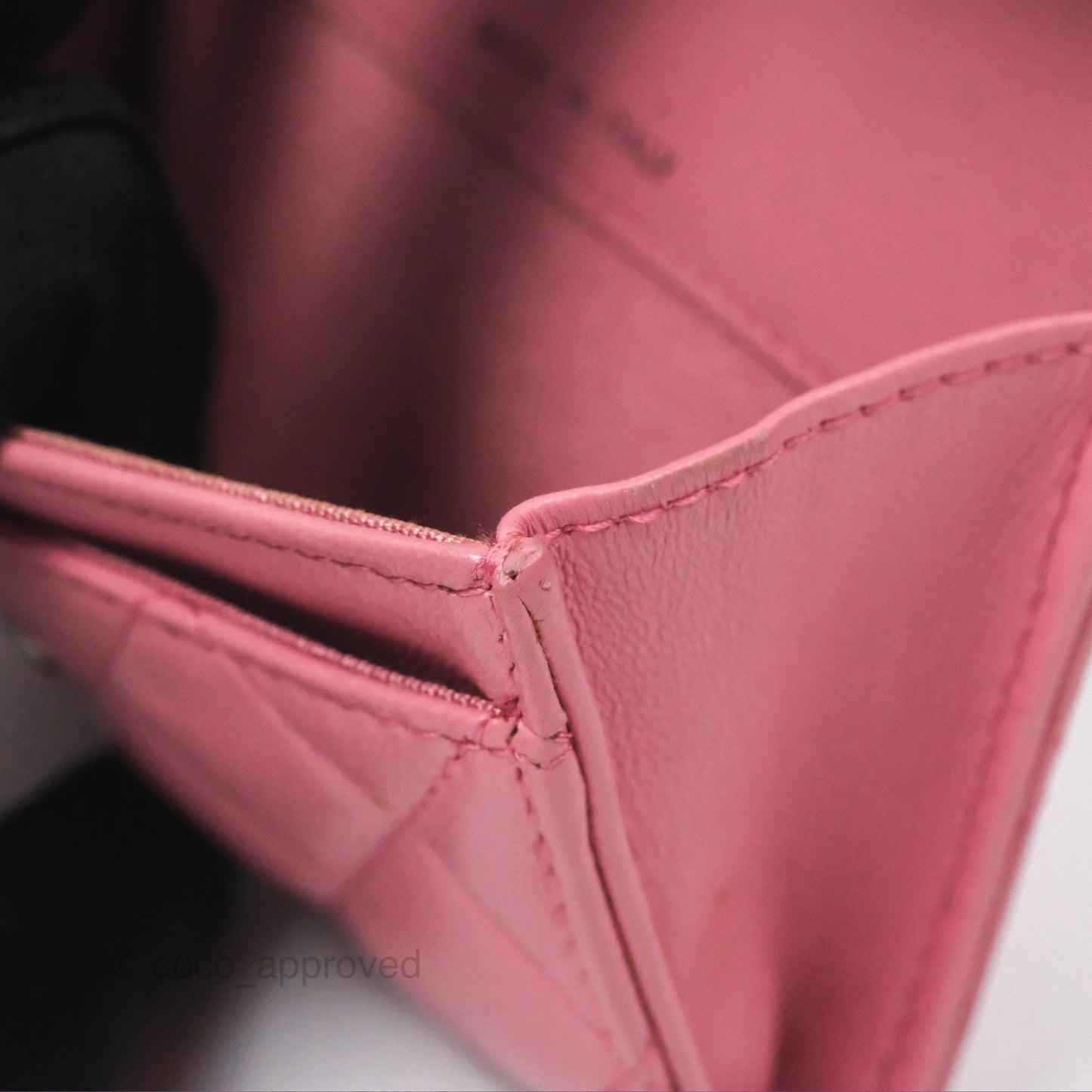 Chanel Quilted Flap Card Holder Pink Lambskin Silver Hardware