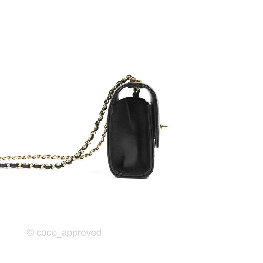 Chanel Small Quilted Trendy CC Clutch With Chain Black Lambskin Gold Hardware