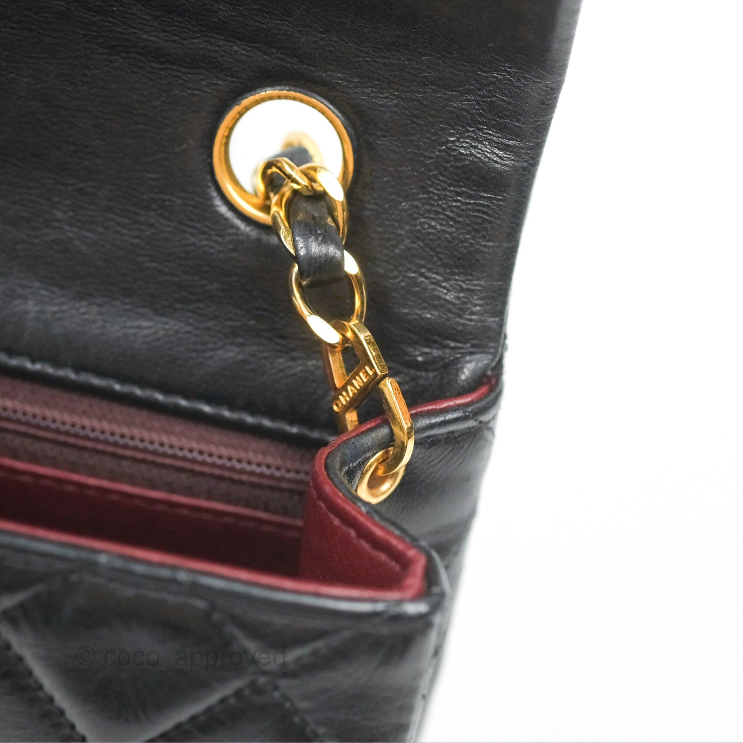 Chanel Vintage Square Flap Bag Black Lambskin 24K Gold Hardware