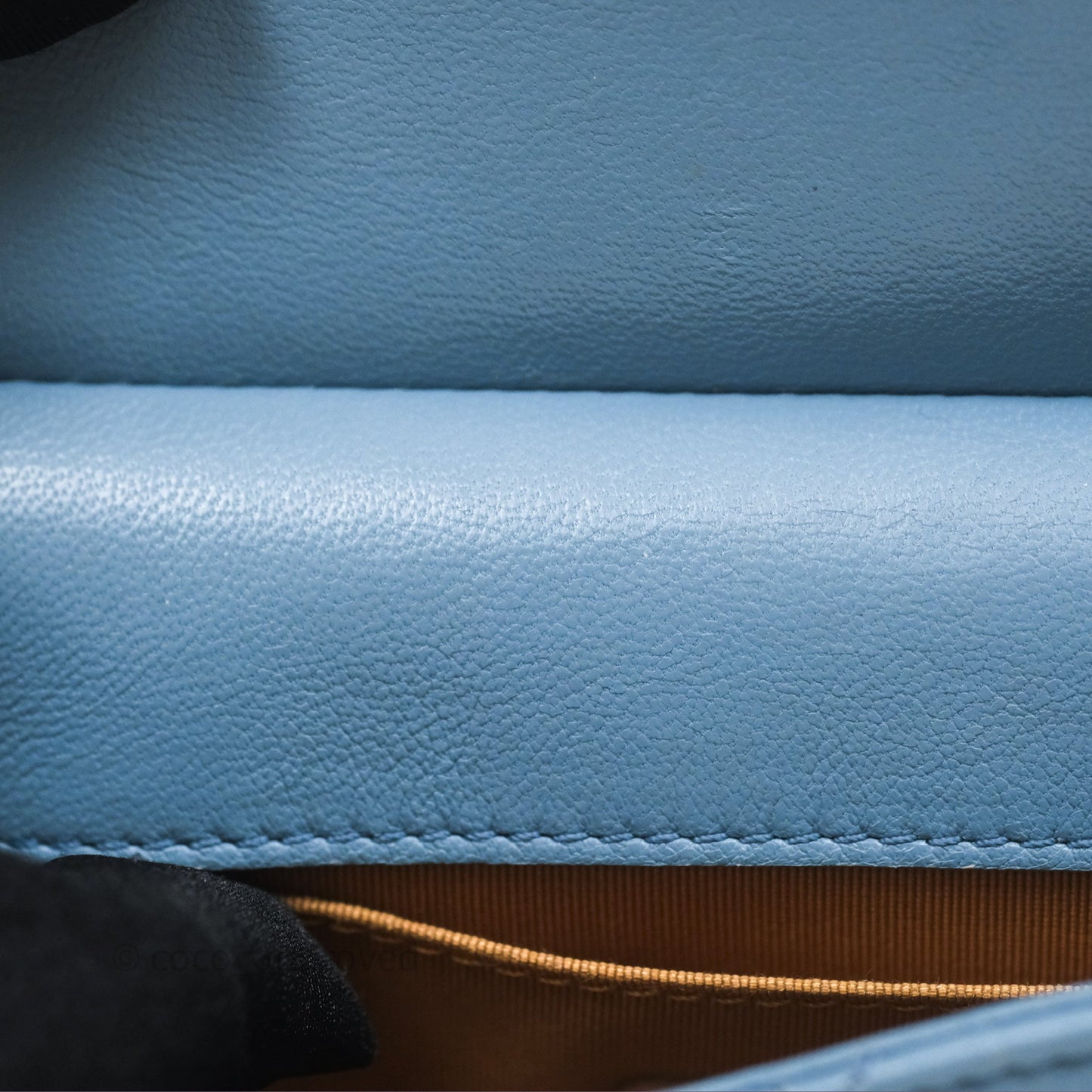 Chanel Curved Flap Bag Blue Lambskin Aged Gold Hardware