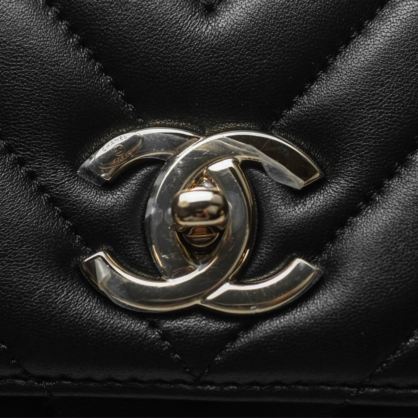 Chanel Small Trendy CC Black Chevron Lambskin Gold Hardware