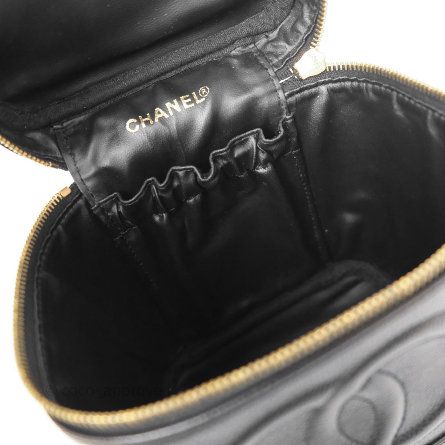 Chanel Vintage Vanity Case Black Caviar Gold Hardware