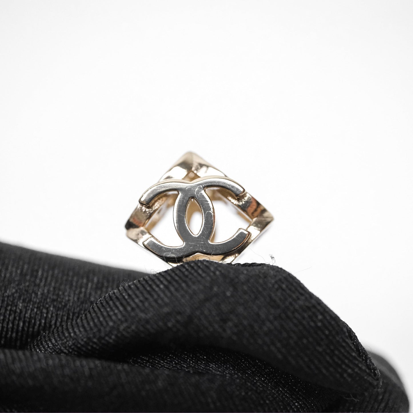 Chanel CC Gold/Black Cube Earrings Gold Tone 22K