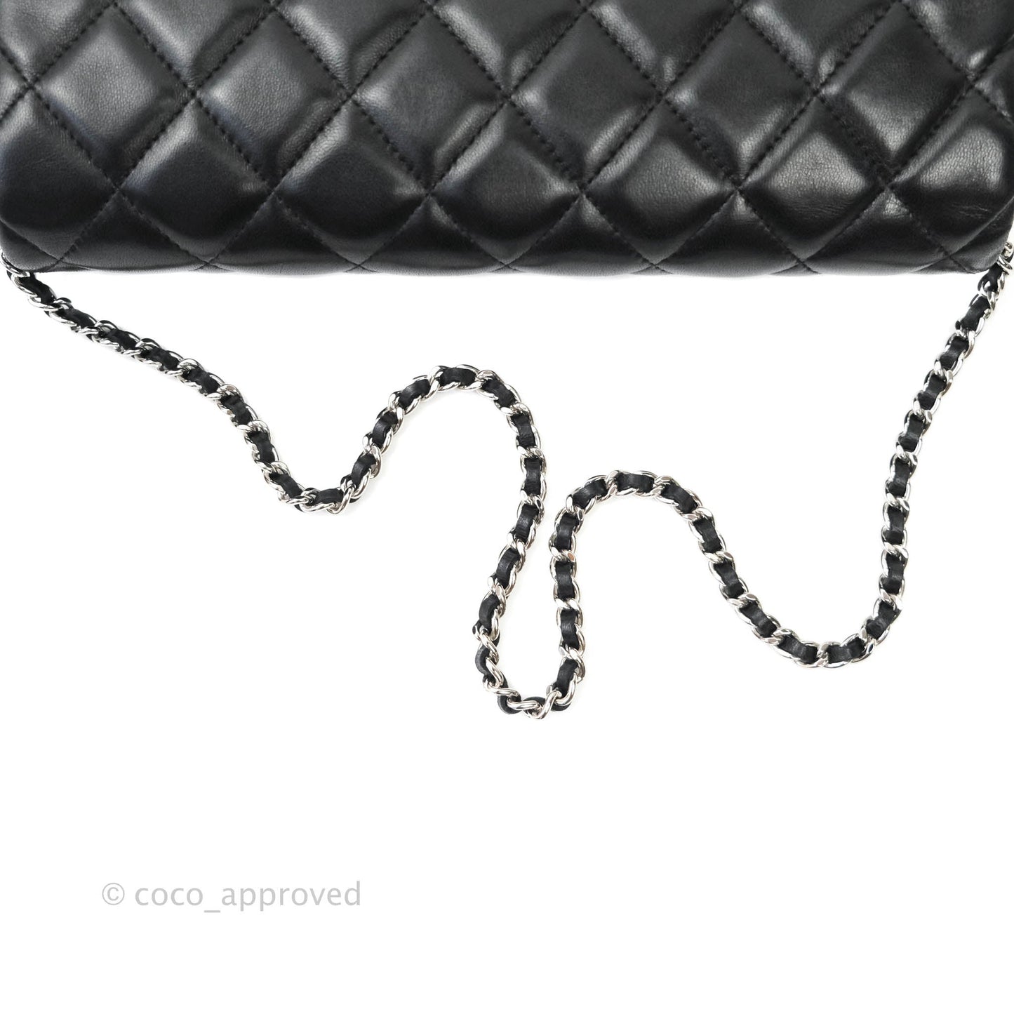 Chanel Quilted Clutch with Chain Lambskin Black Silver Hardware