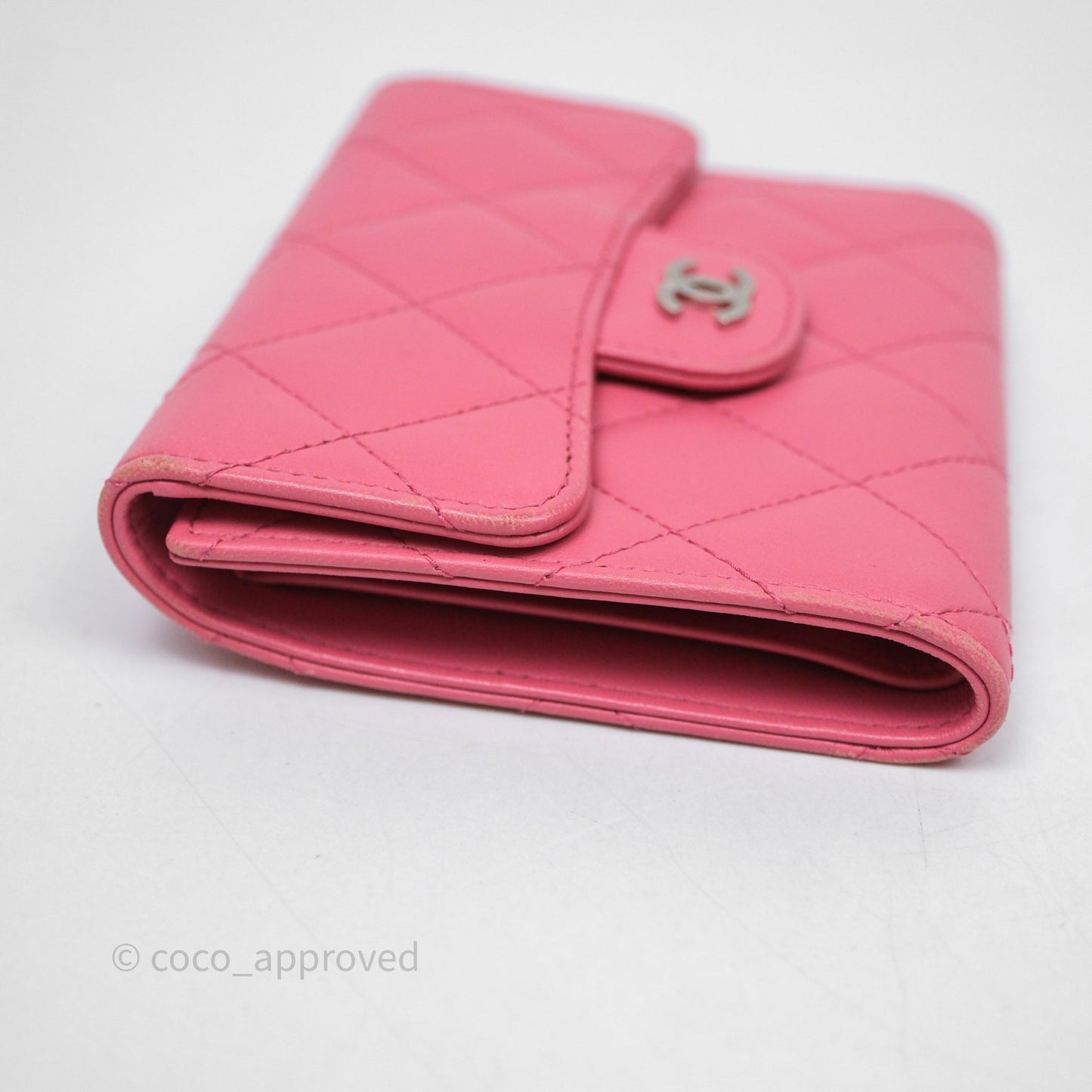 Chanel Classic Flap Wallet Pink Lambskin Silver Hardware