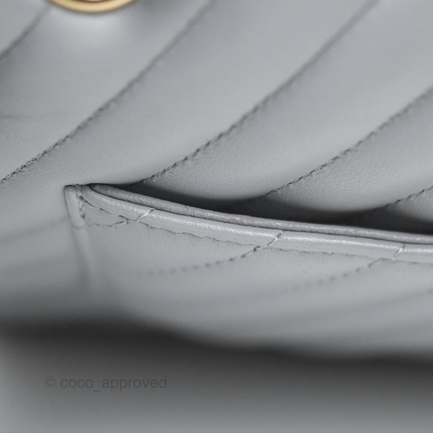 Chanel Small Classic Chevron Flap Grey Lambskin Gold Hardware