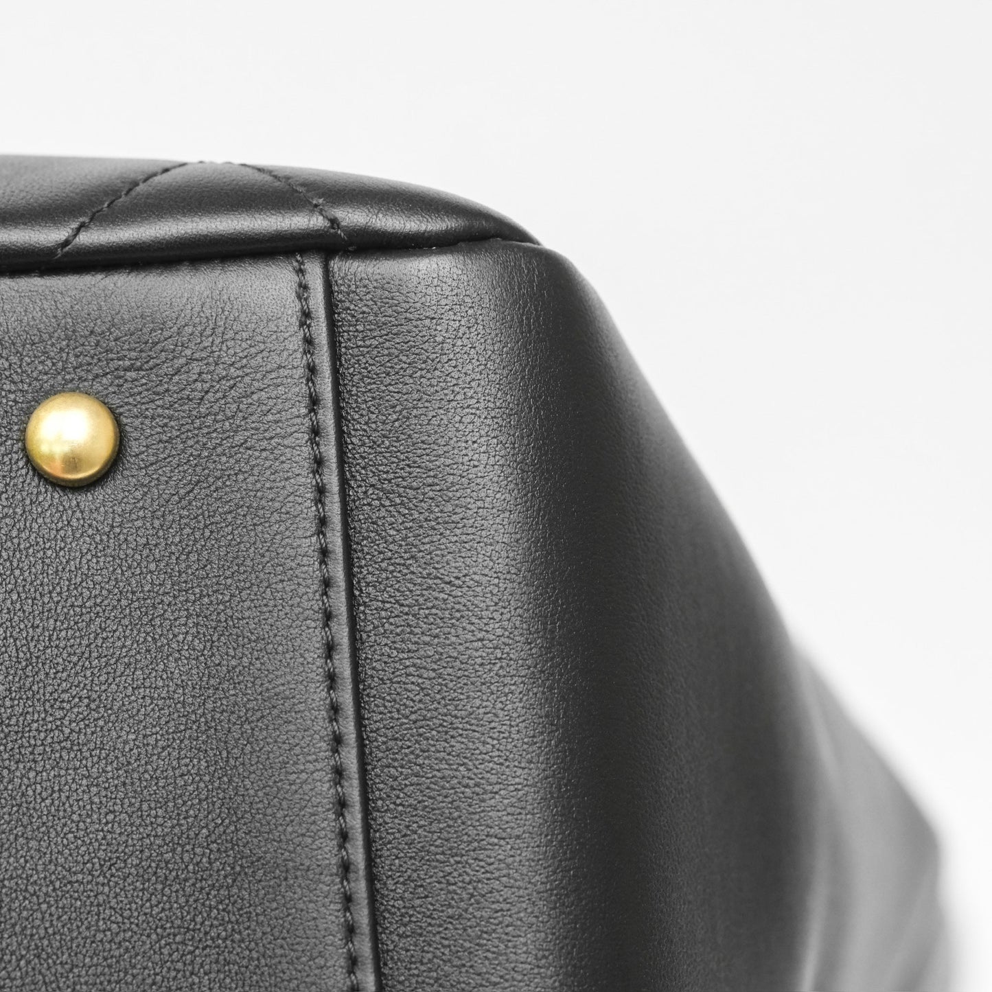 Chanel Stitched Large Shopping Bag Black Calfskin Aged Gold Hardware