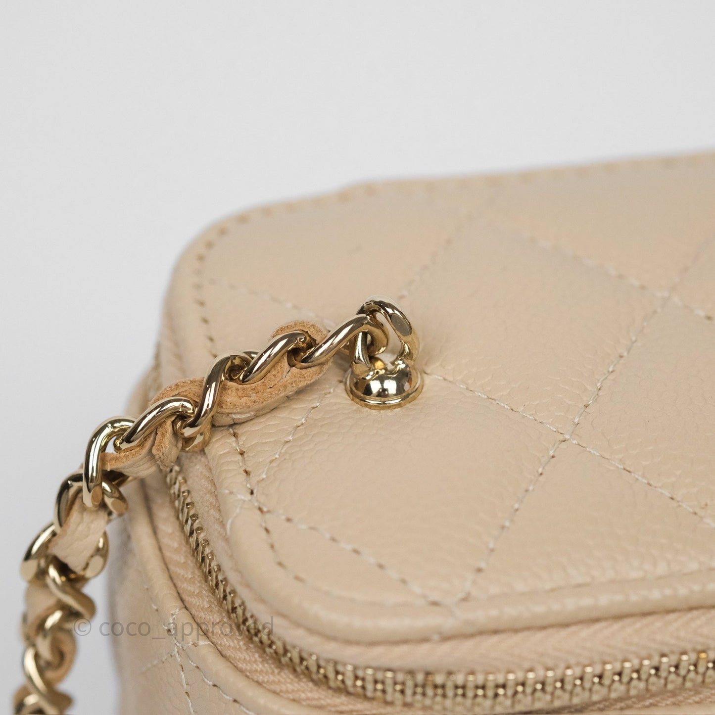 Chanel Mini Vanity With CC Chain Beige Caviar Gold Hardware