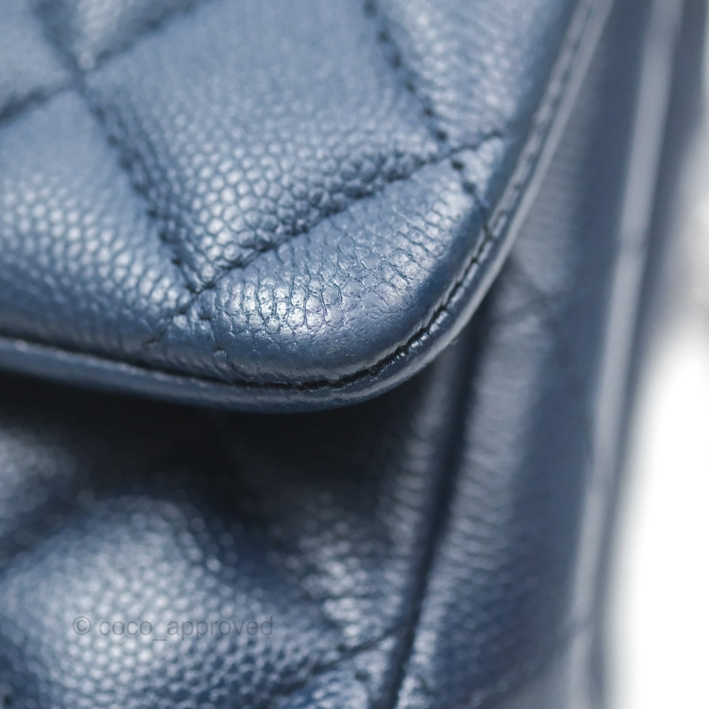 Chanel Mini Square Flap Quilted Navy Caviar Silver Hardware