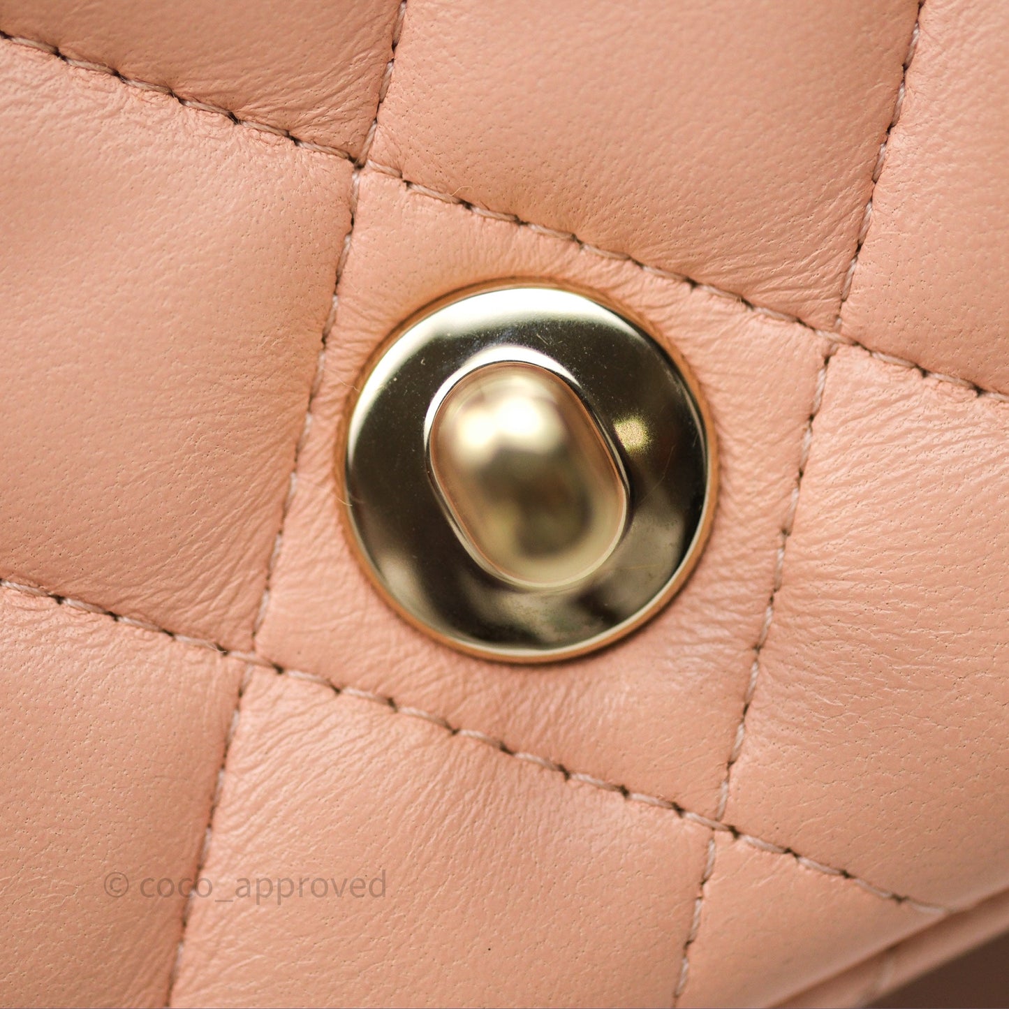 Chanel Mini Square Flap Quilted Beige Pink Lambskin Gold Hardware