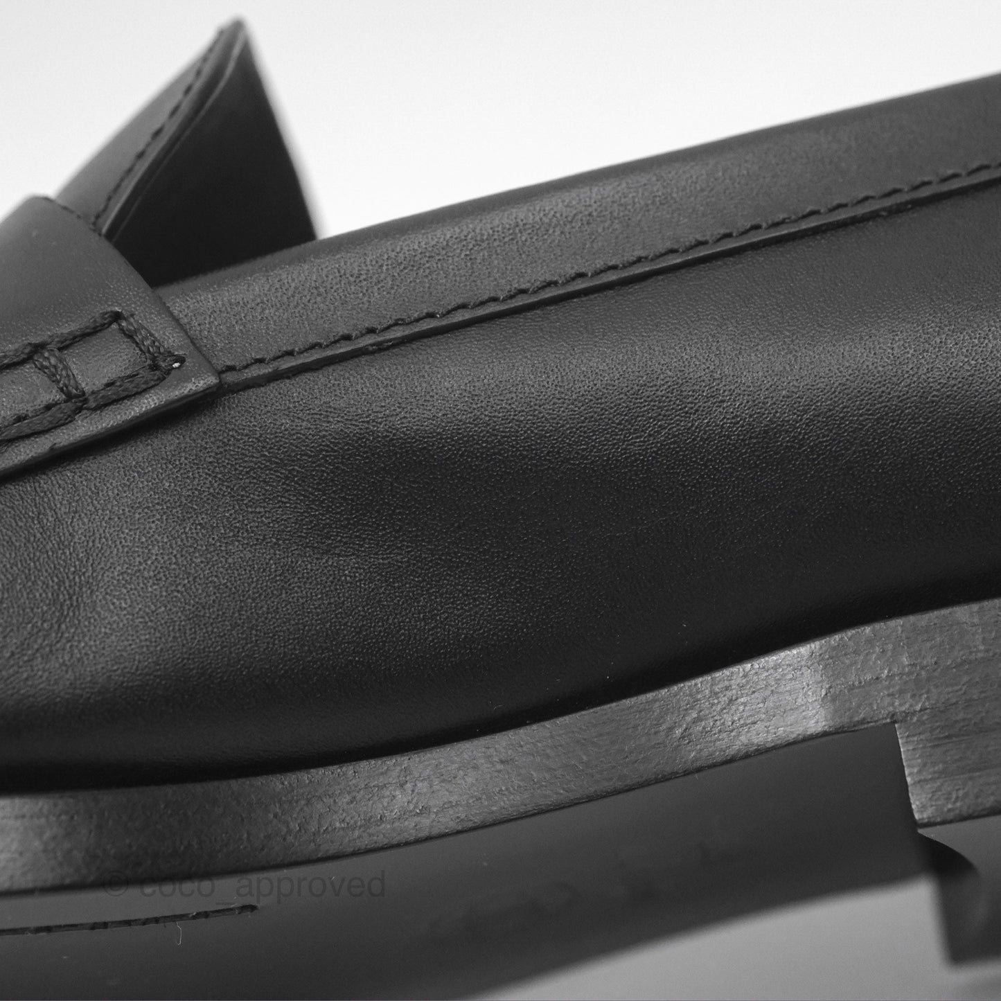 Chanel Loafers Black Leather CC Clover Camellia 23S Size 37C