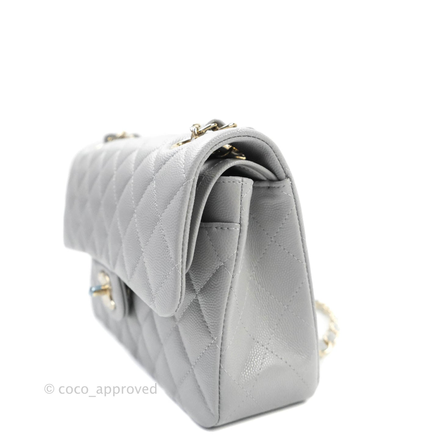 Chanel Classic Small S/M Flap Grey Caviar Gold Hardware