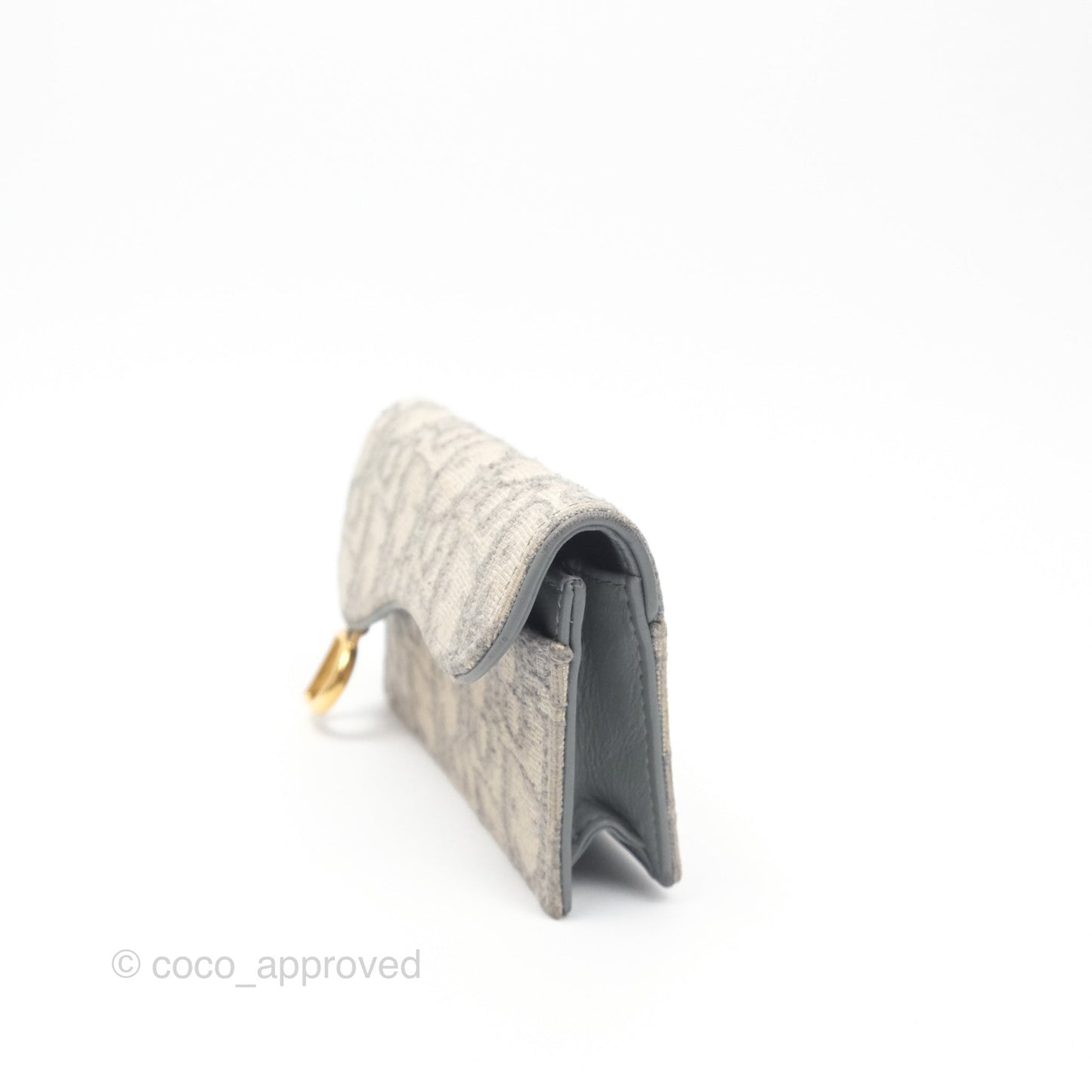 Christian Dior Saddle Bloom Card Holder Gray Dior Oblique Jacquard