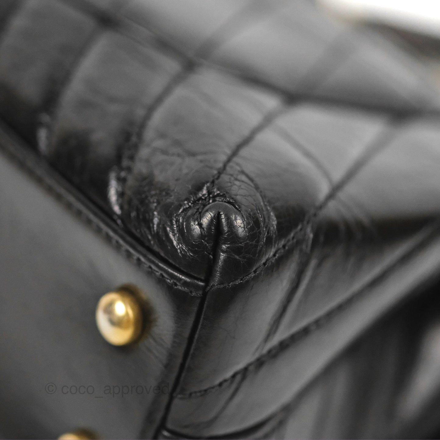 Chanel Chevron Small Coco Handle Black Shiny Aged Calfskin Aged Gold Hardware’s
