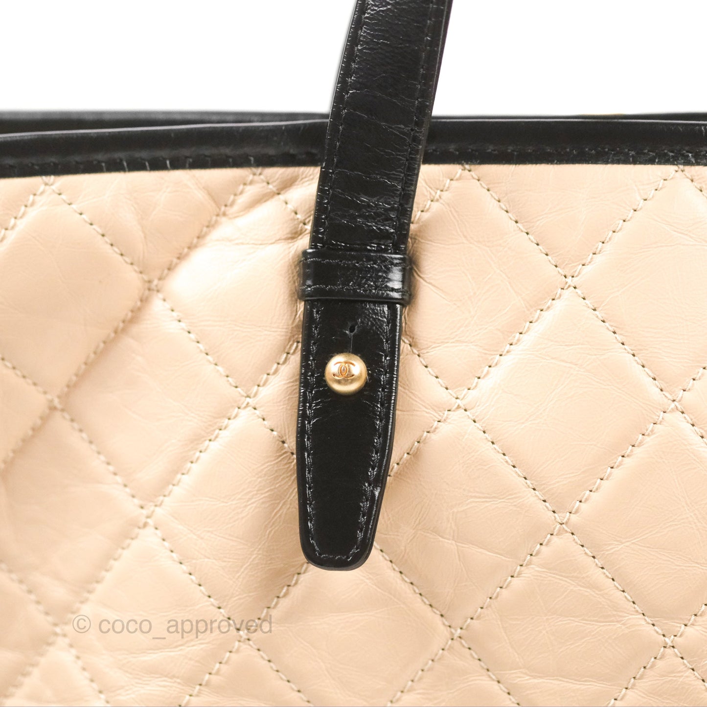 Chanel Large Gabrielle Shopping Tote Quilted Beige Aged Calfskin