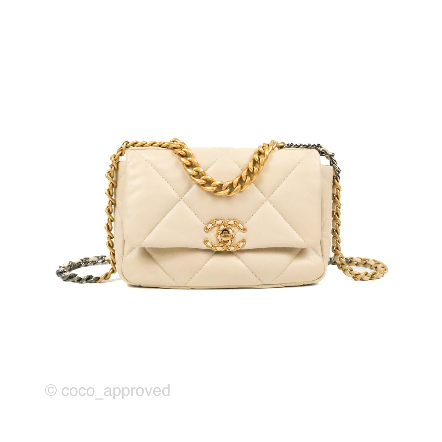 Chanel 19 Small Ivory Beige Mixed Hardware
