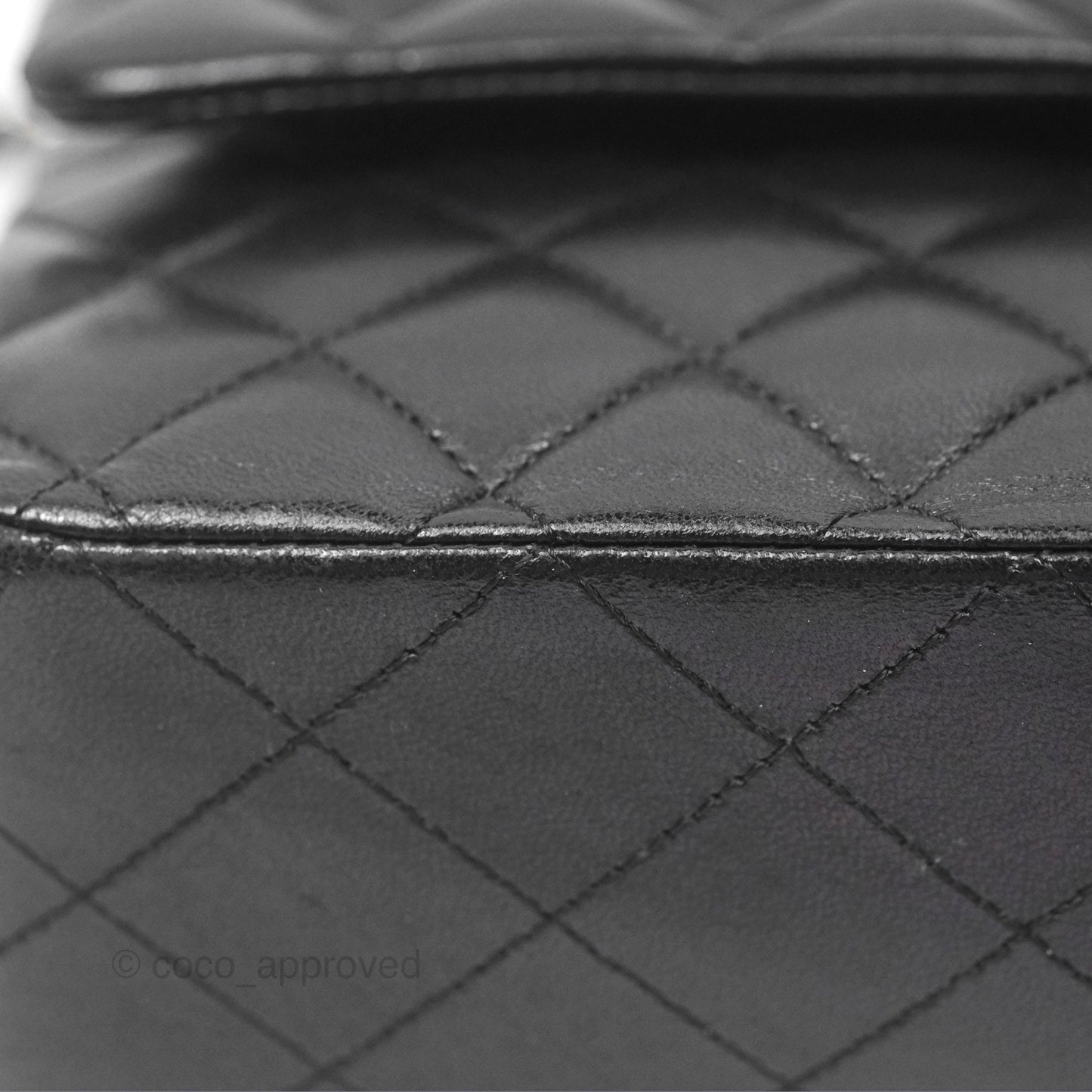 Chanel Classic M/L Medium Flap Quilted Black Lambskin Silver Hardware