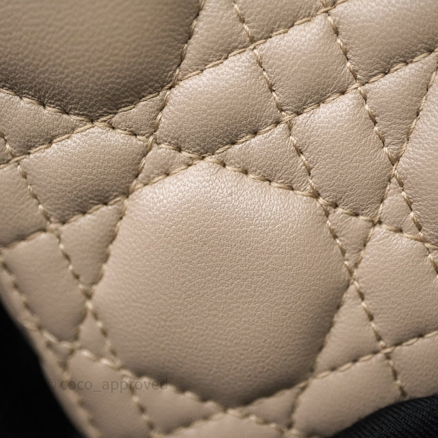 Christian Dior Small Lady D-Joy Powder Beige Cannage Lambskin Gold Hardware
