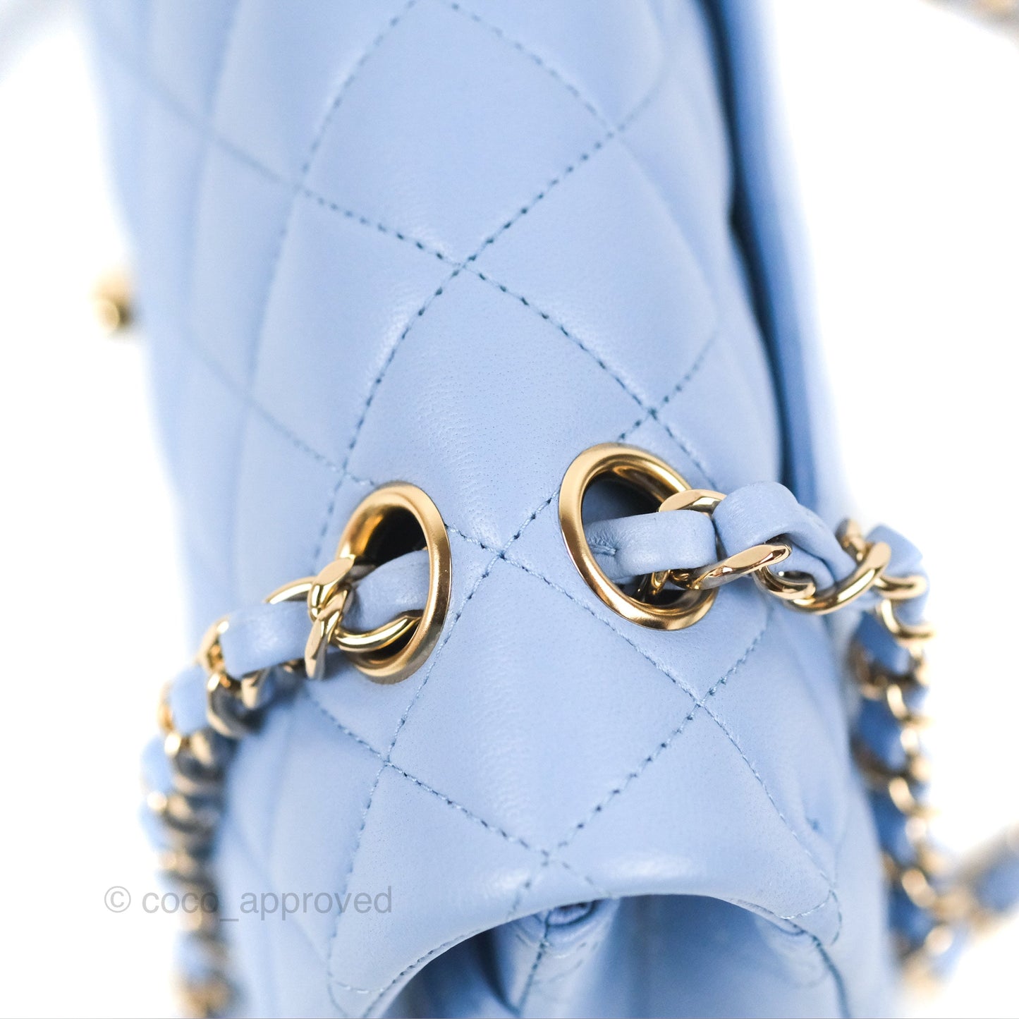 Chanel Small Classic Quilted Flap Blue Sky Lambskin Gold Hardware 21C