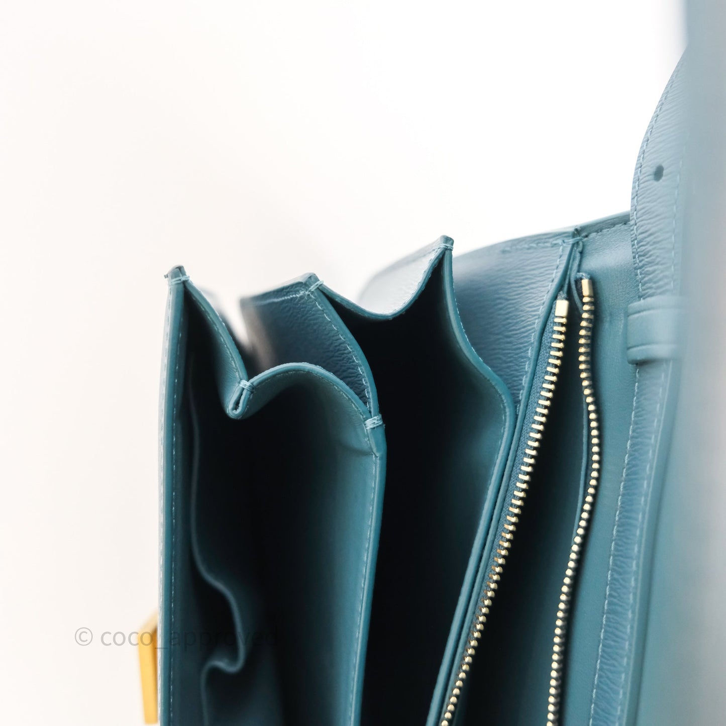 Celine Medium Classic Box Flap Blue Green Calfskin Gold Hardware