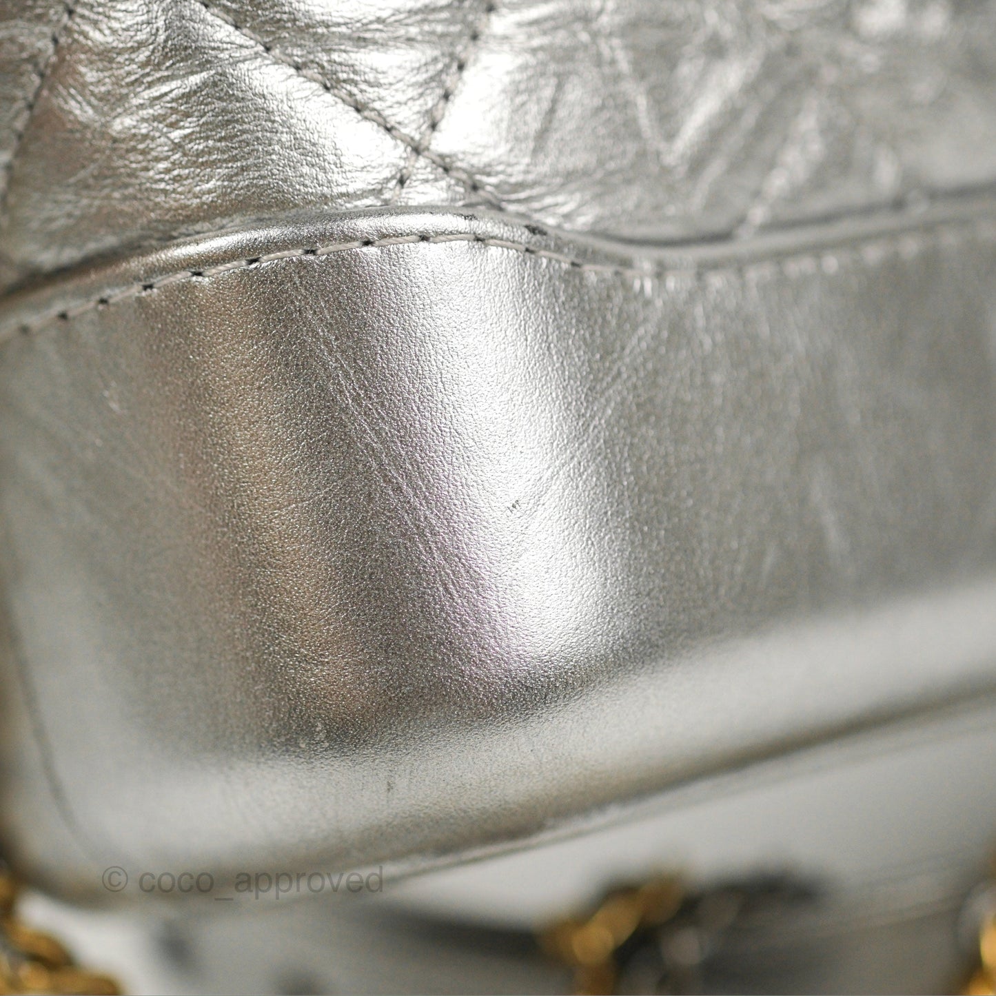 Chanel Quilted Small Gabrielle Hobo Metallic Silver Aged Calfskin Mixed Hardware