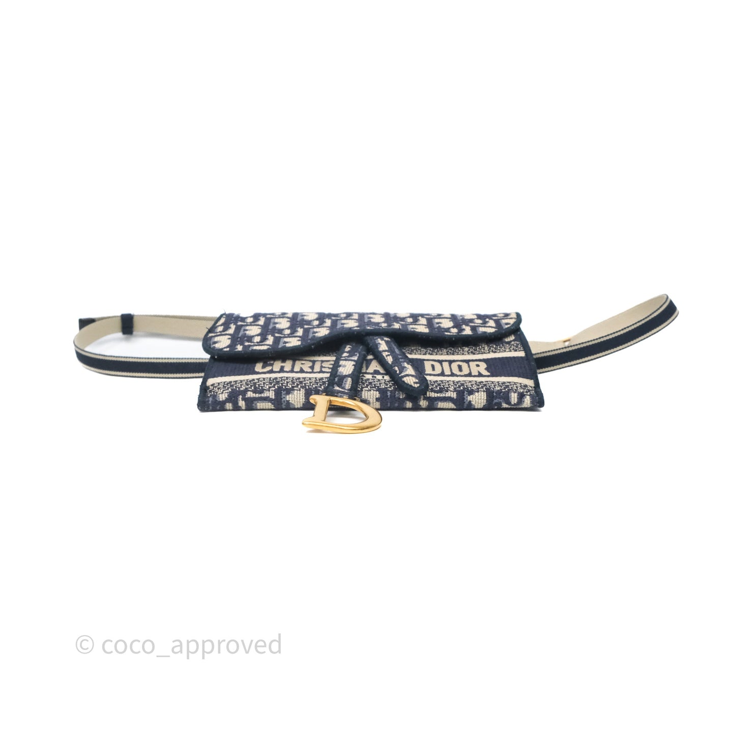 Christian Dior Navy Oblique Slim Saddle Pouch