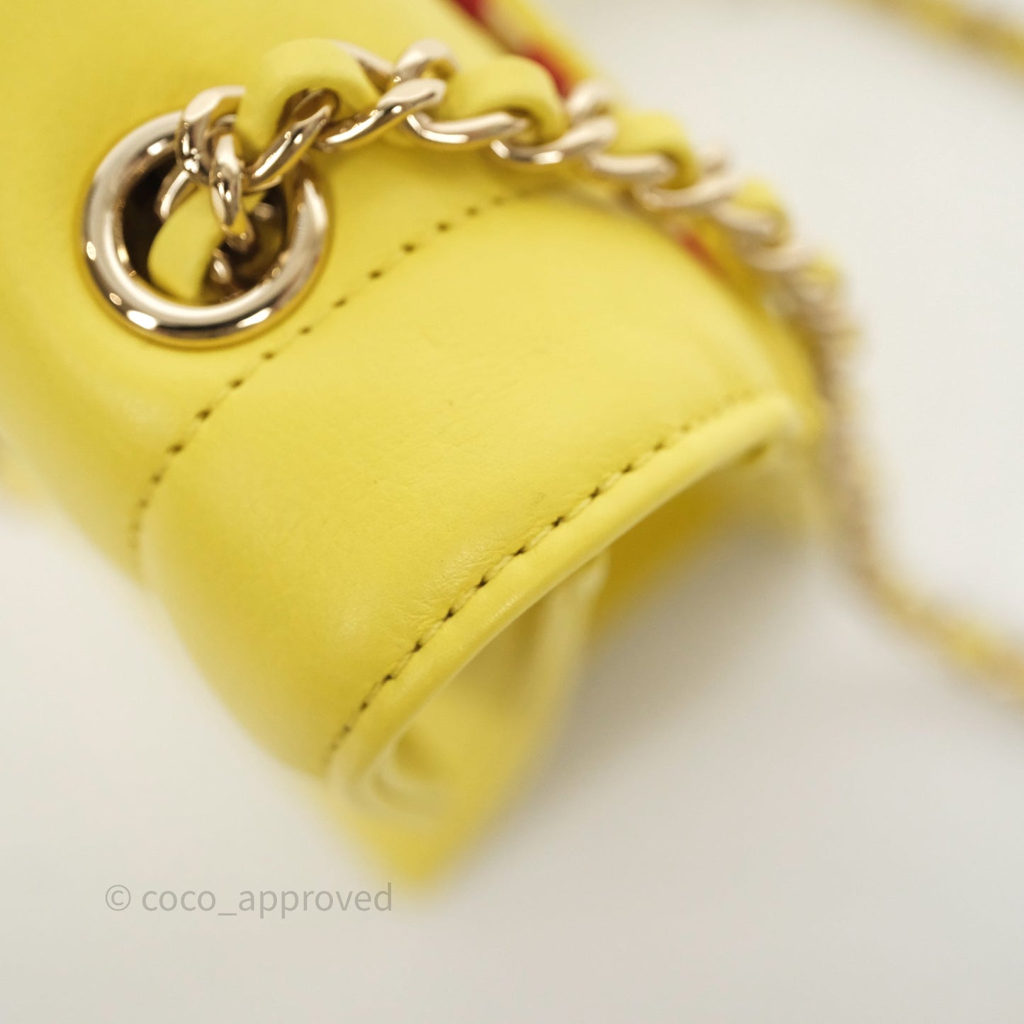 Chanel Chevron Square Envelope Flap Bag Yellow Calfskin Gold Hardware 19C