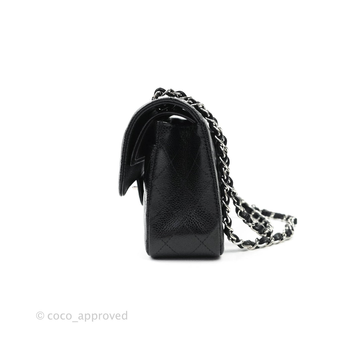 Chanel Small S/M Quilted Classic Flap Black Caviar Silver Hardware