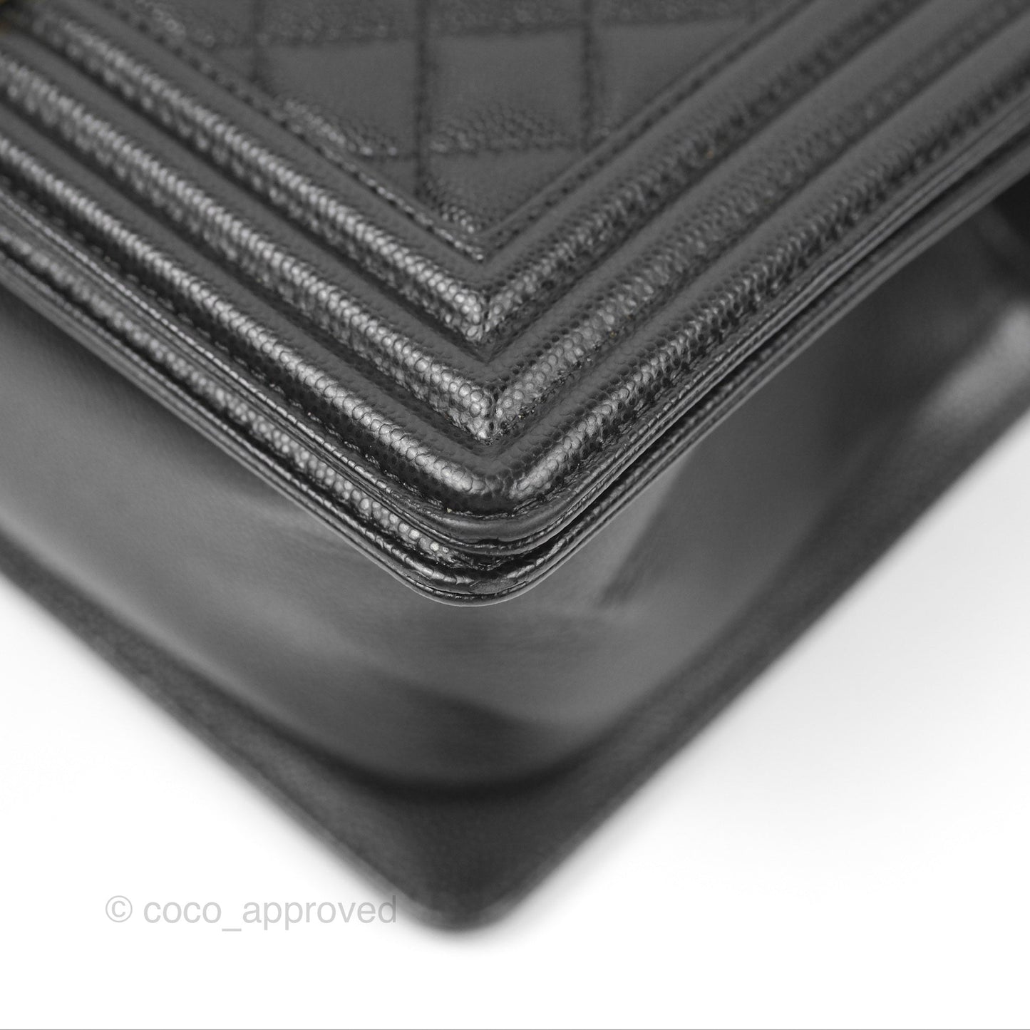 Chanel Quilted Medium Boy Black Caviar Aged Gold Hardware