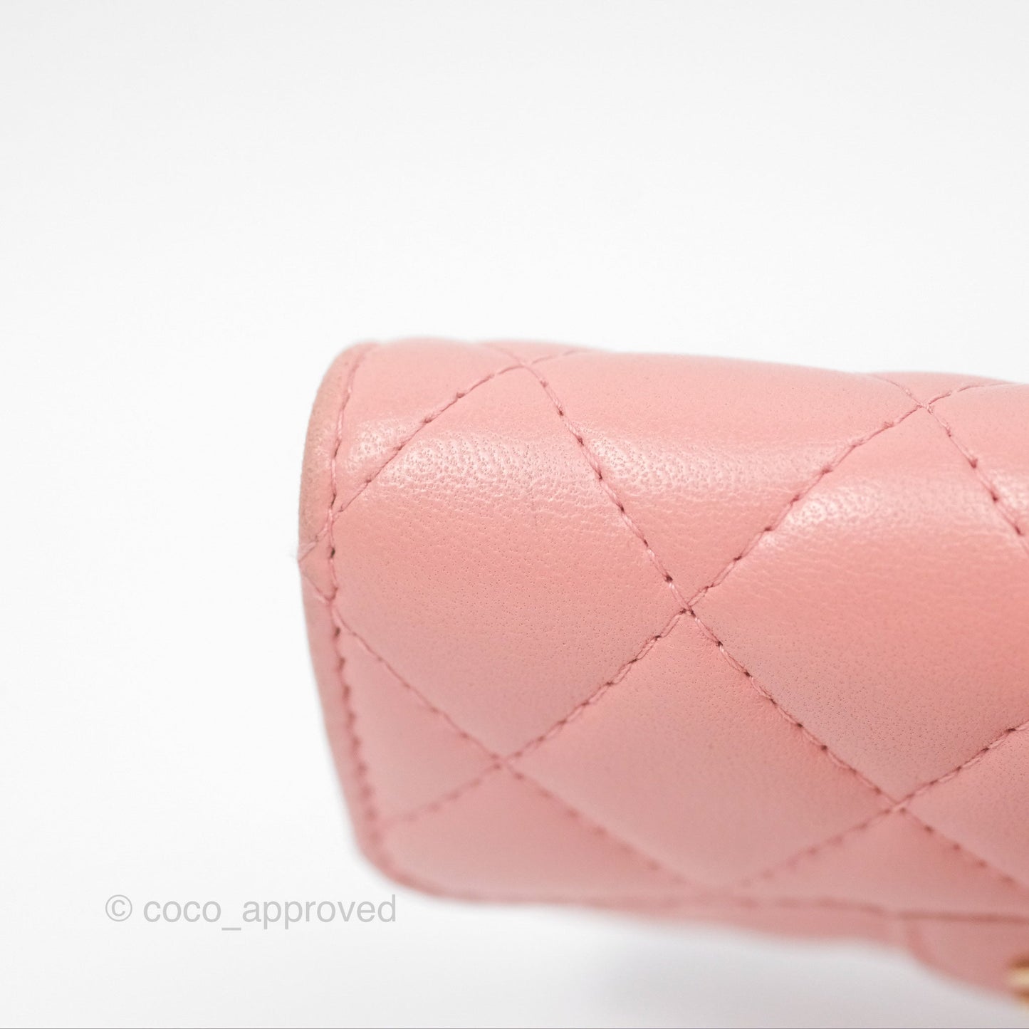 Chanel Classic Flap Card Holder Quilted Pink Lambskin Gold Hardware