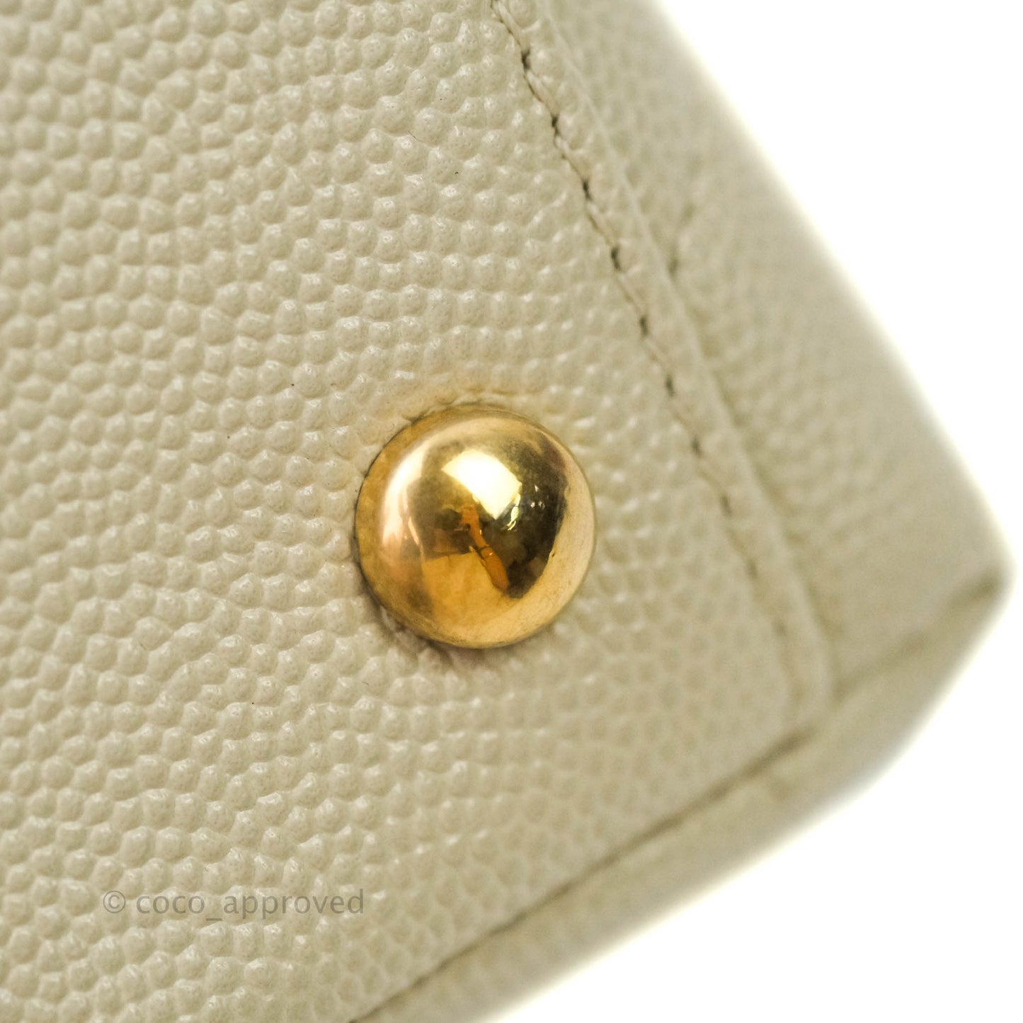Chanel Mini Coco Handle Chevron Stone White Caviar Aged Gold Hardware