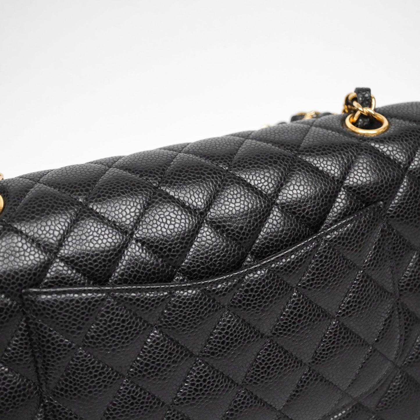 Chanel Classic M/L Medium Flap Quilted Black Caviar Gold Hardware