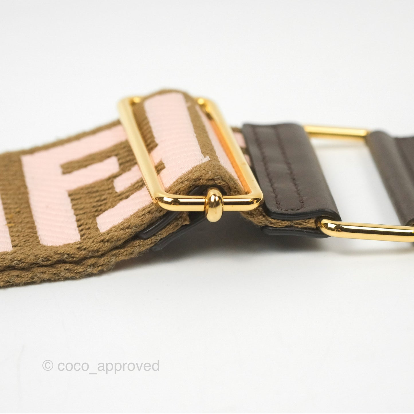 Fendi Strap You Shoulder Strap Pink Brown FF Jacquard