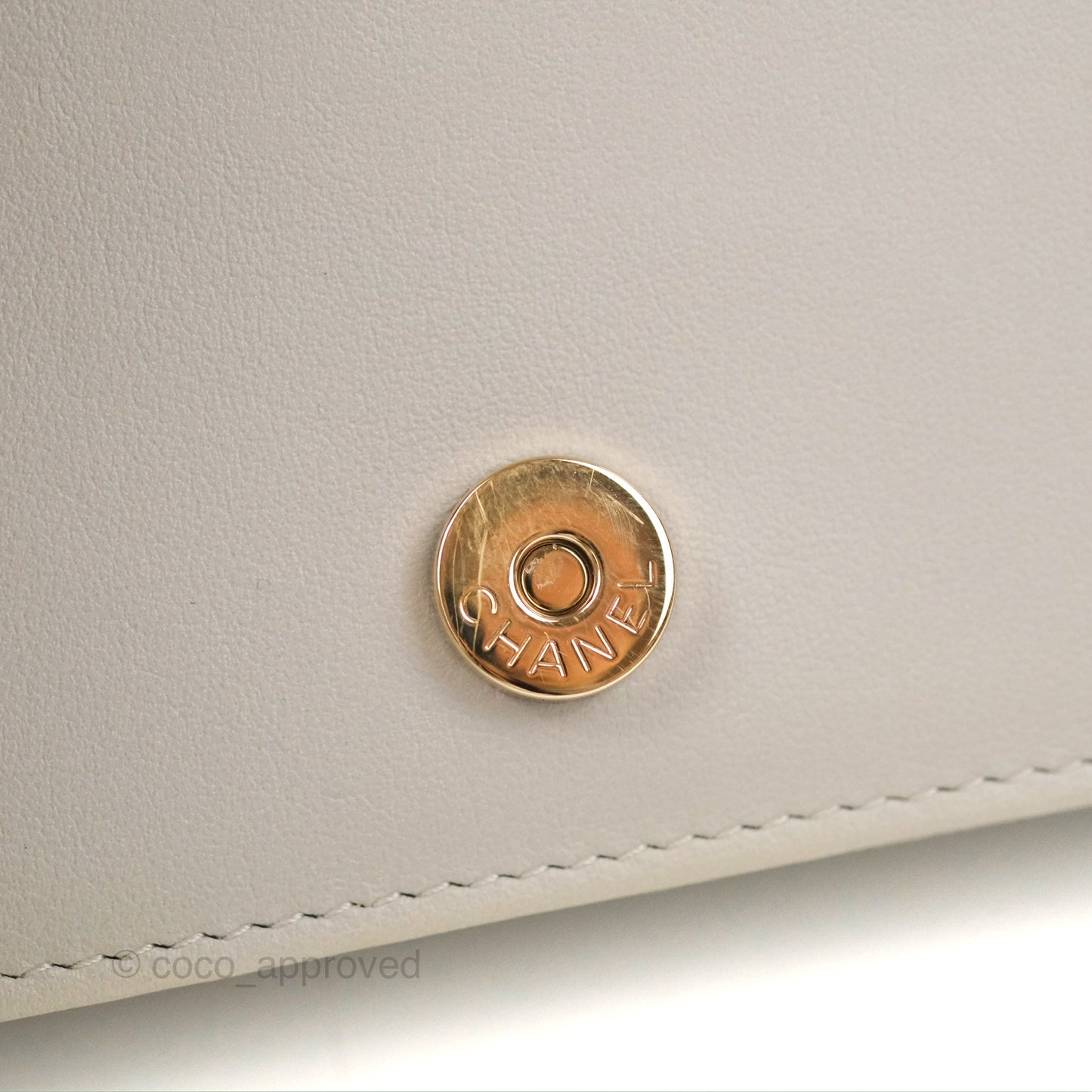 Chanel Quilted Boy Wallet on Chain WOC Light Grey Caviar Gold Hardware