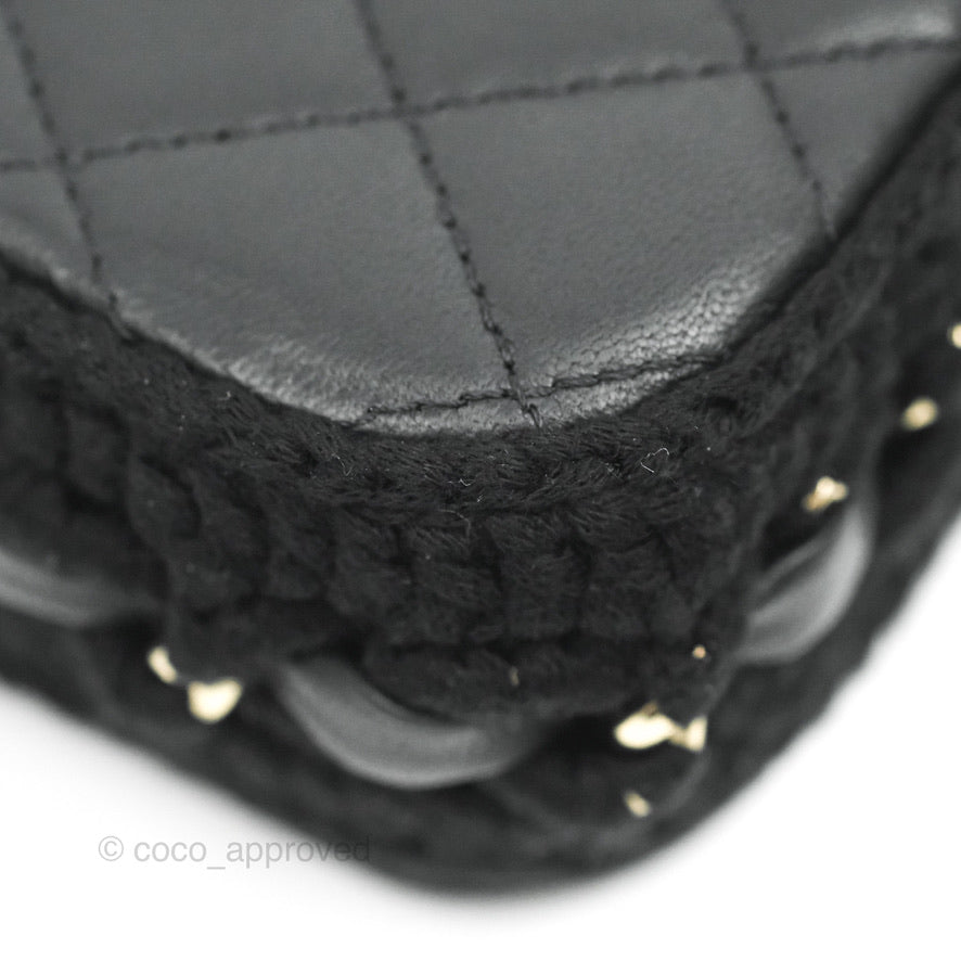 Chanel Mini Bag Black Lambskin Crochet Gold Hardware 22C
