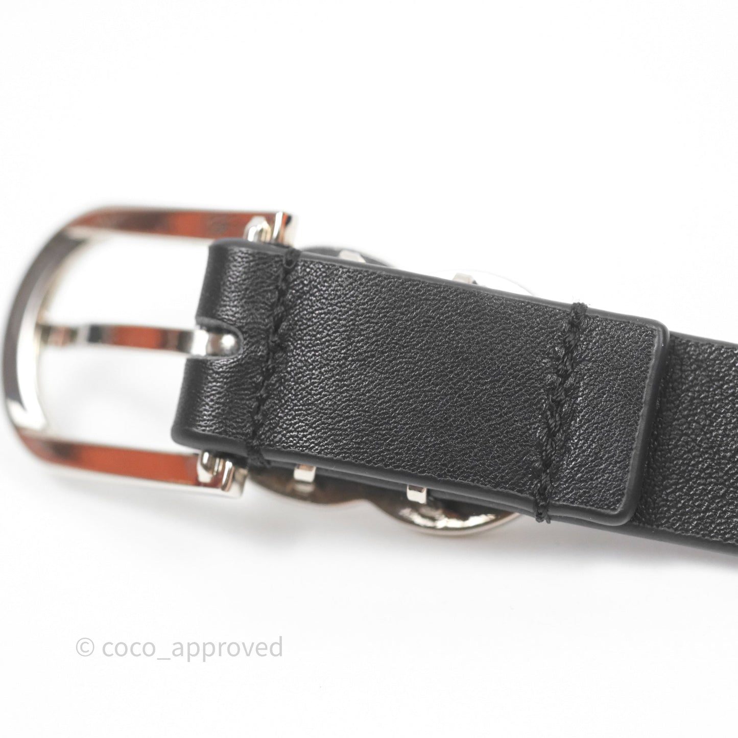 Chanel Crystal CC Belt Black Silver Hardware Size 75 20S