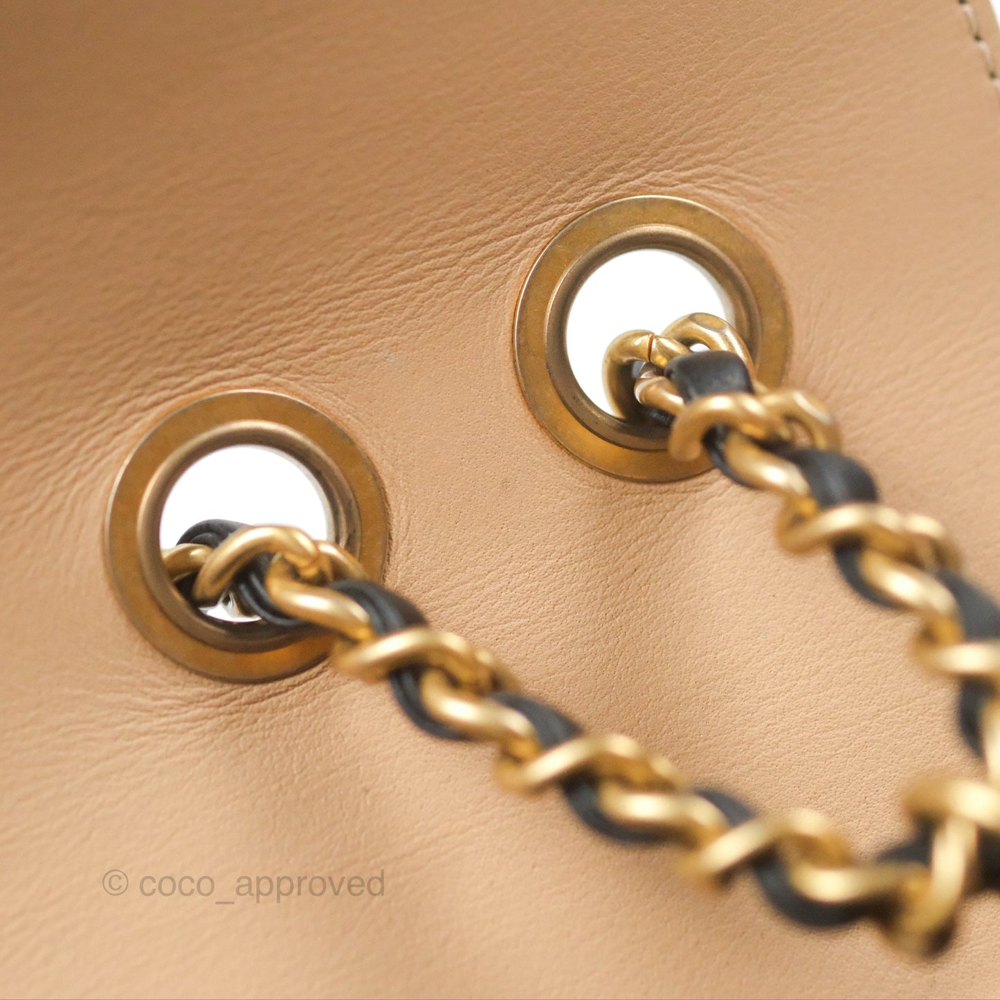 Chanel Quilted Small CC Filigree Flap Beige Black Caviar